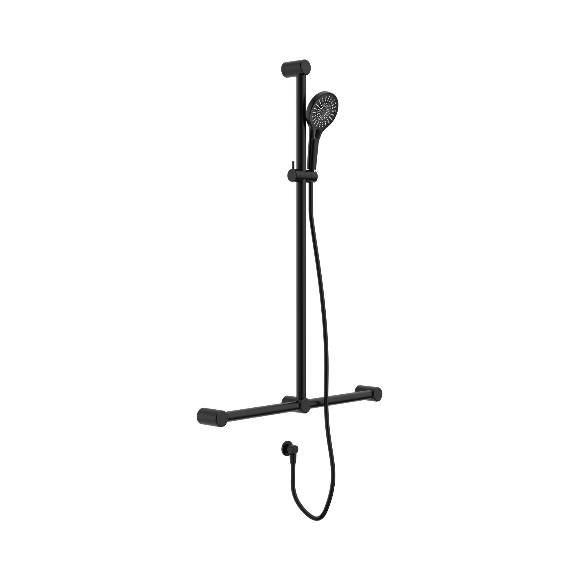 NRCS006 MB Mecca Care 32mm T Bar Grab Rail And Adjustable Shower Set 1100 X750mm Matte Black image 1