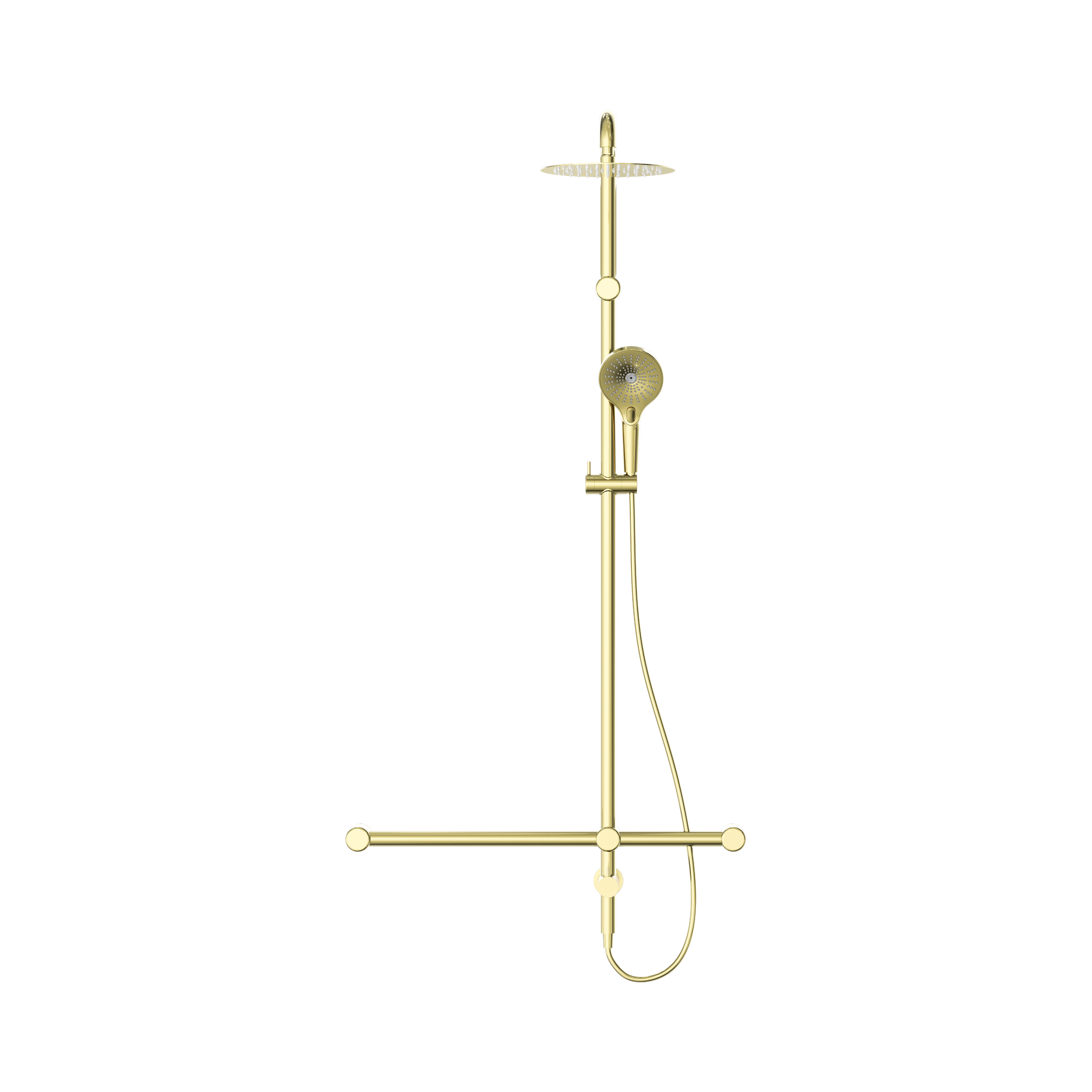 NRCS008 BG Mecca Care 32mm T Bar Grab Rail 1100x750mm Twin Shower Set Brushed Gold image 2