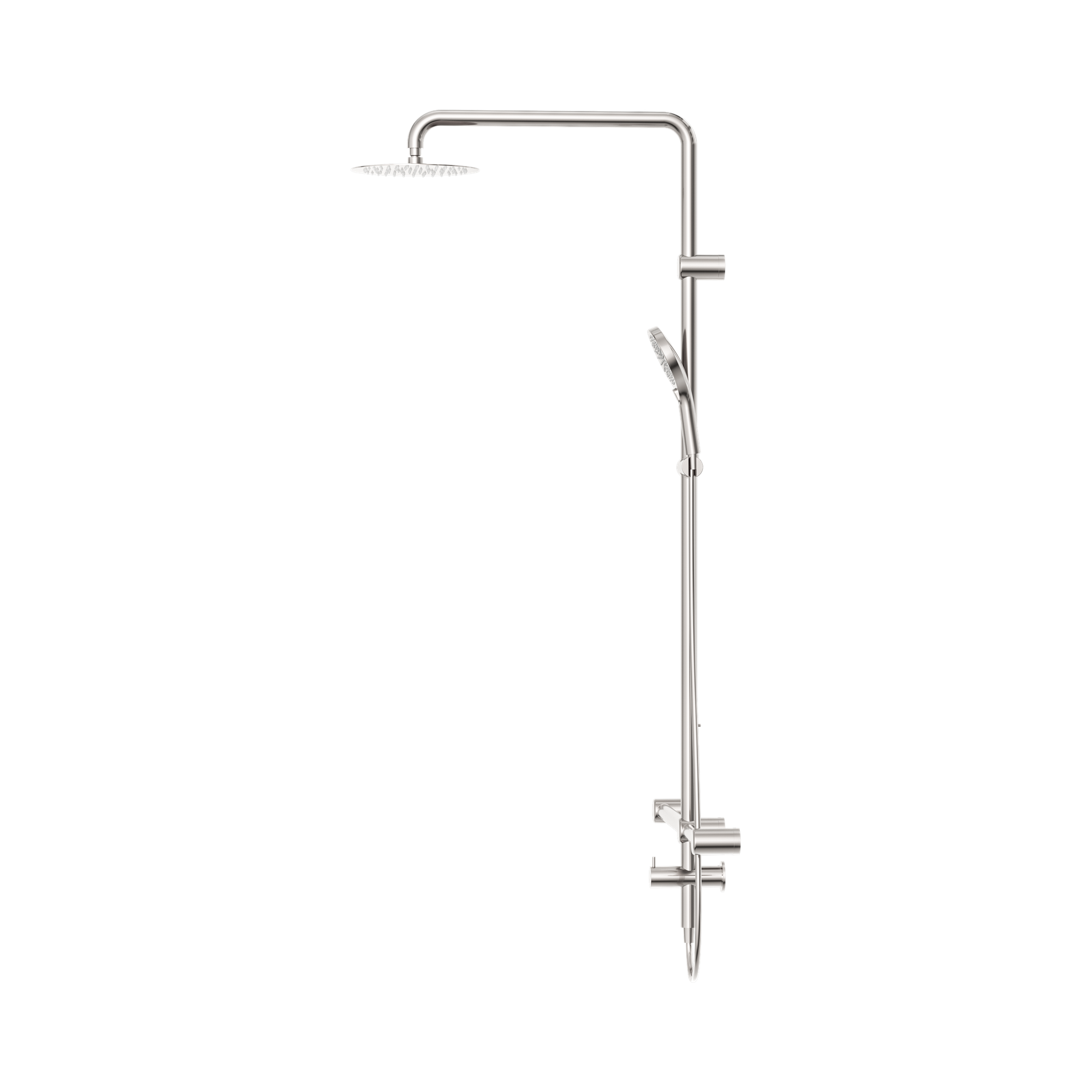 NRCS008 BN Mecca Care 32mm T Bar Grab Rail 1100x750mm Twin Shower Set Brushed Nickel image 2