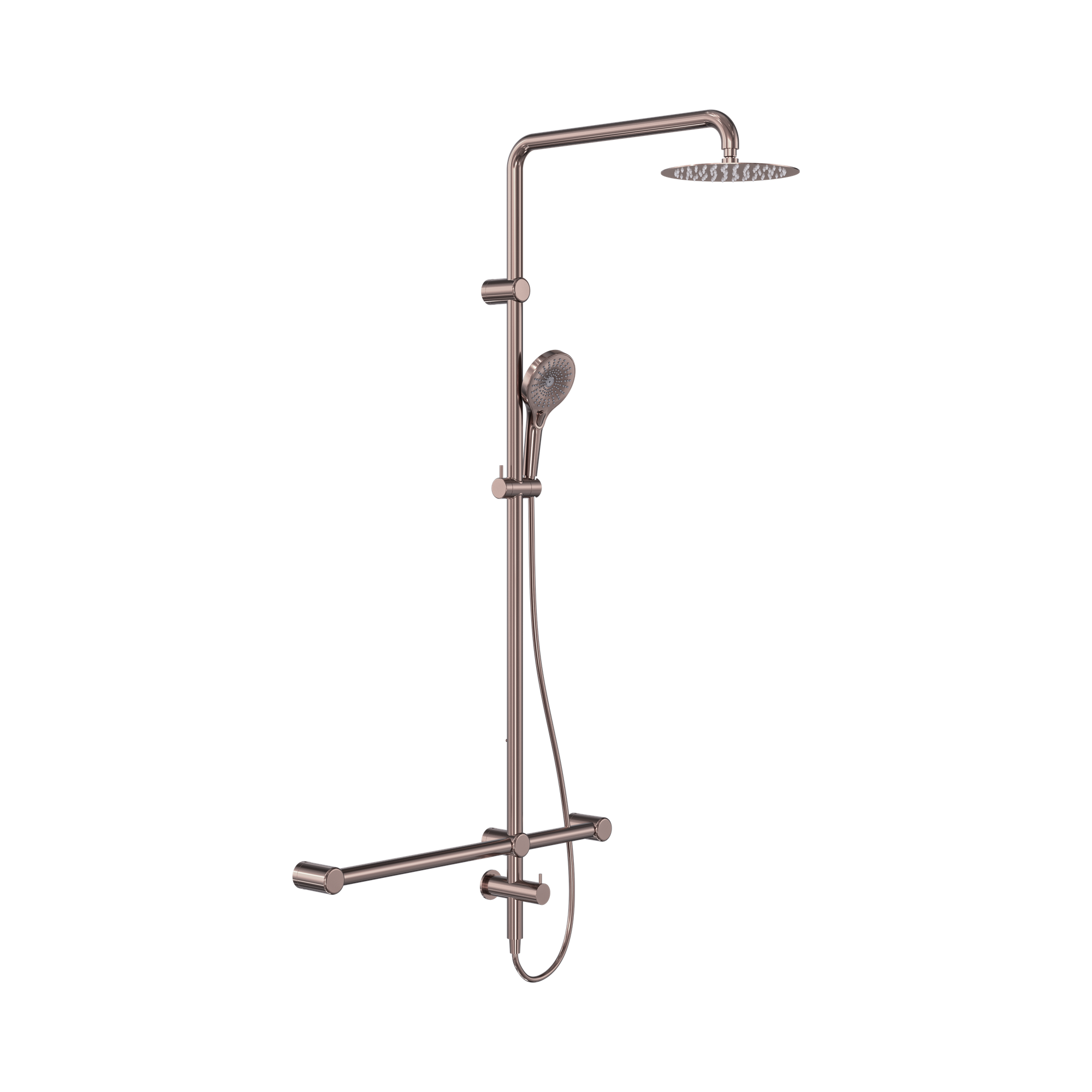 NRCS008 BZ Mecca Care 32mm T Bar Grab Rail 1100x750mm Twin Shower Set Brushed Bronze image 1