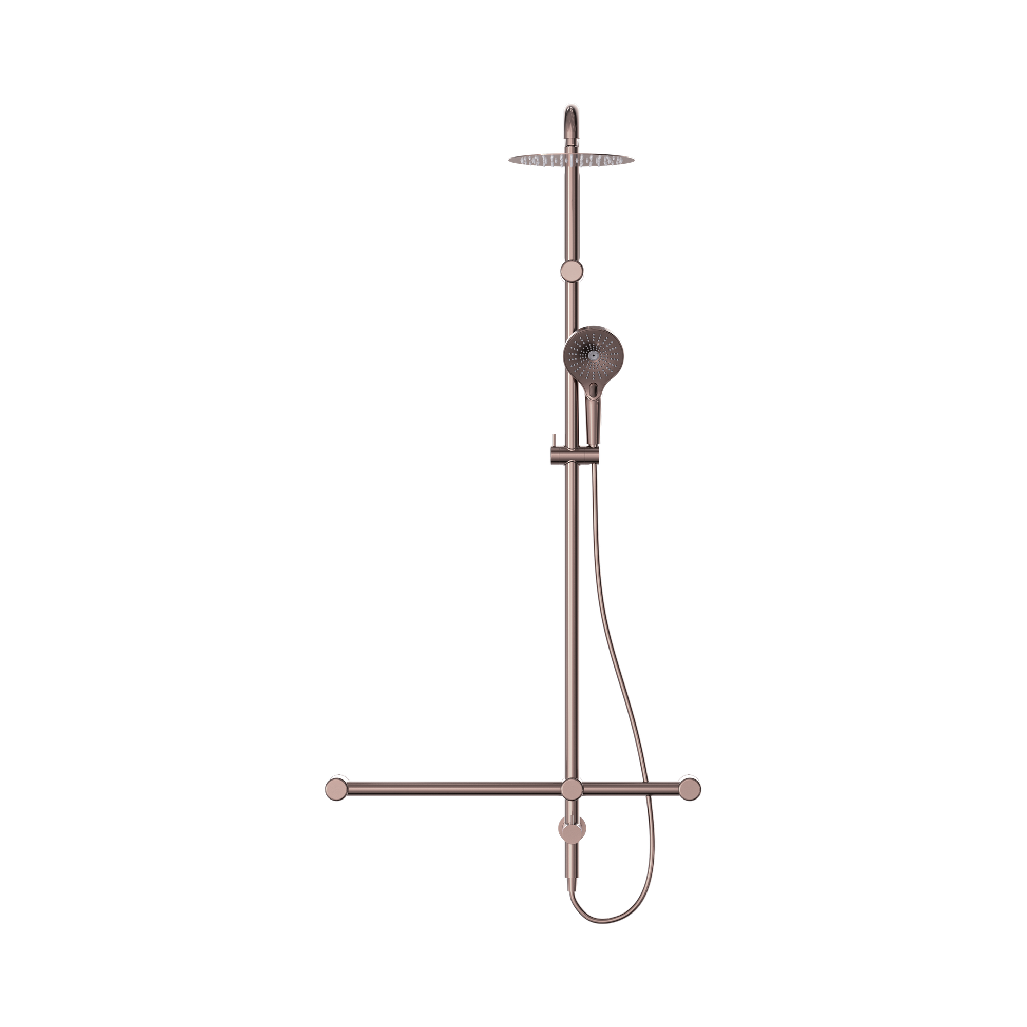 NRCS008 BZ Mecca Care 32mm T Bar Grab Rail 1100x750mm Twin Shower Set Brushed Bronze image 2