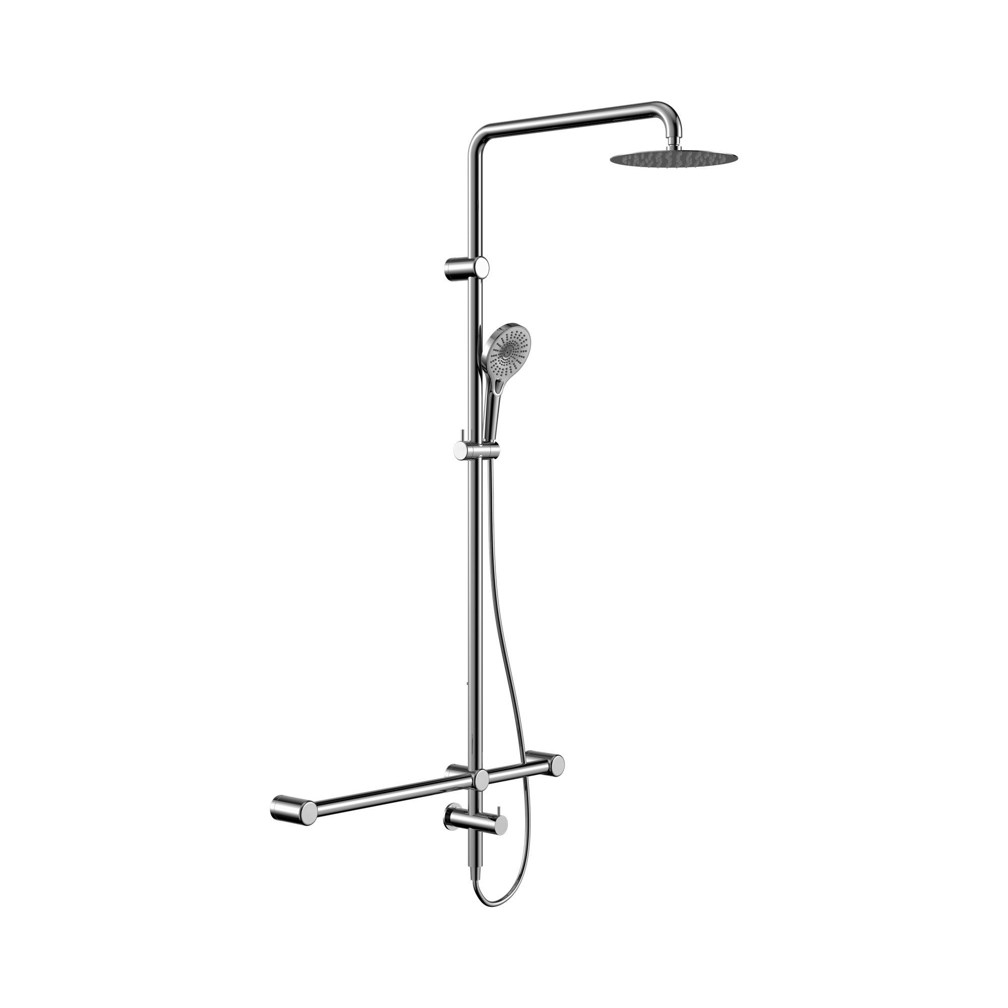 NRCS008 CH Mecca Care 32mm T Bar Grab Rail 1100x750mm Twin Shower Set Chrome image 1