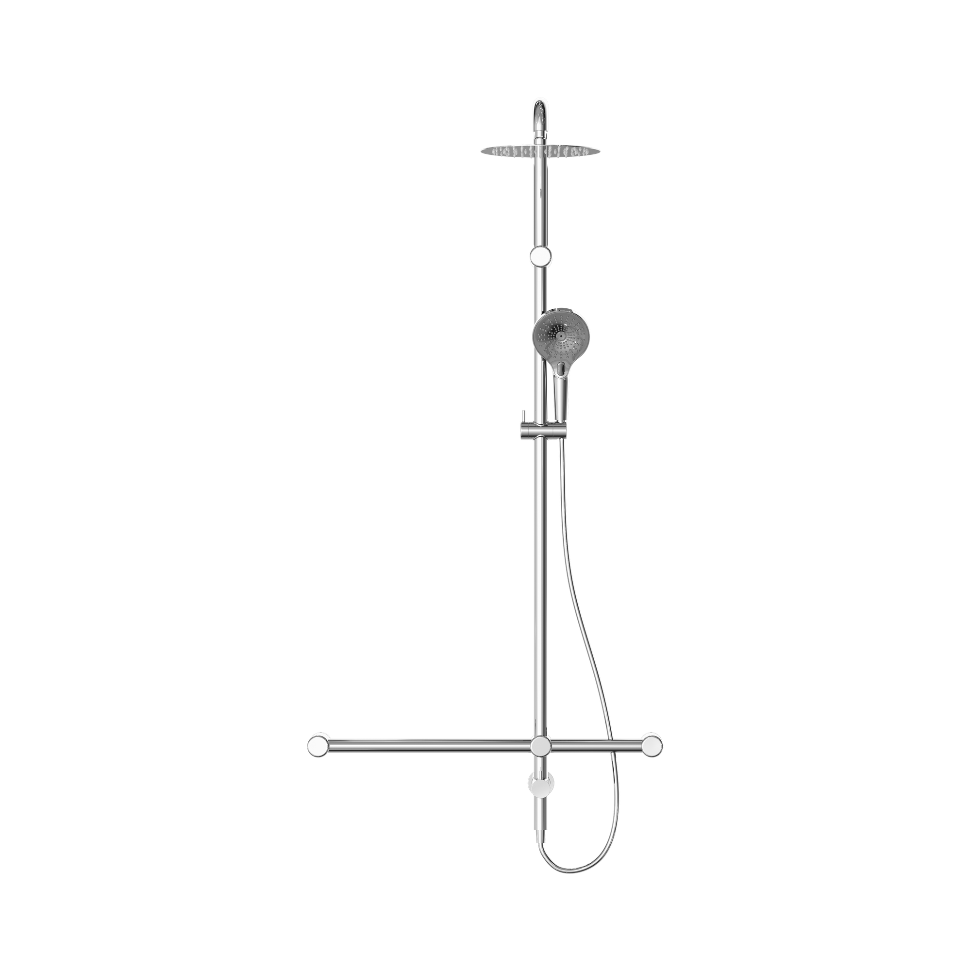 NRCS008 CH Mecca Care 32mm T Bar Grab Rail 1100x750mm Twin Shower Set Chrome image 2