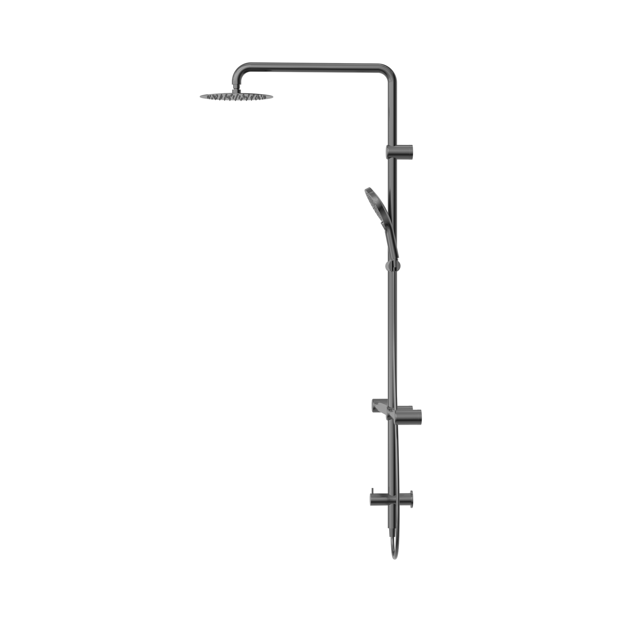 NRCS008 GM Mecca Care 32mm T Bar Grab Rail 1100x750mm Twin Shower Set Gun Metal image 3