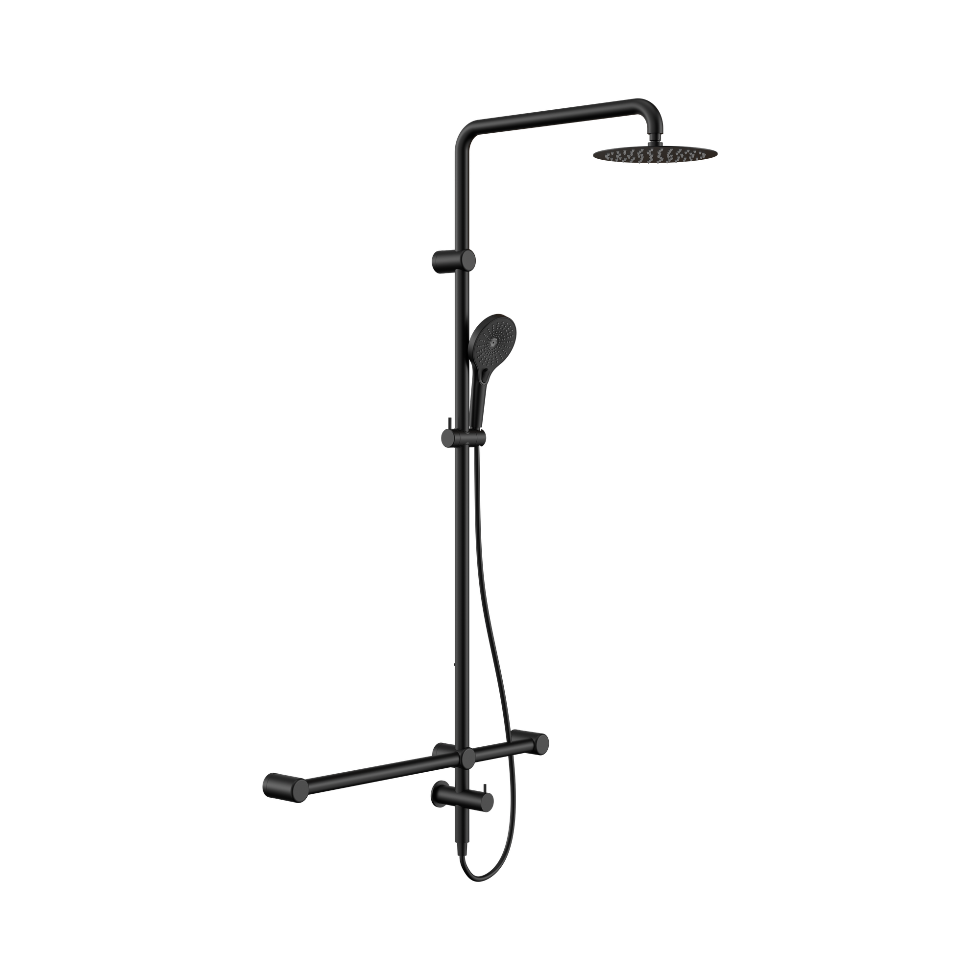 NRCS008 MB Mecca Care 32mm T Bar Grab Rail 1100x750mm Twin Shower Set Matte Black image 1