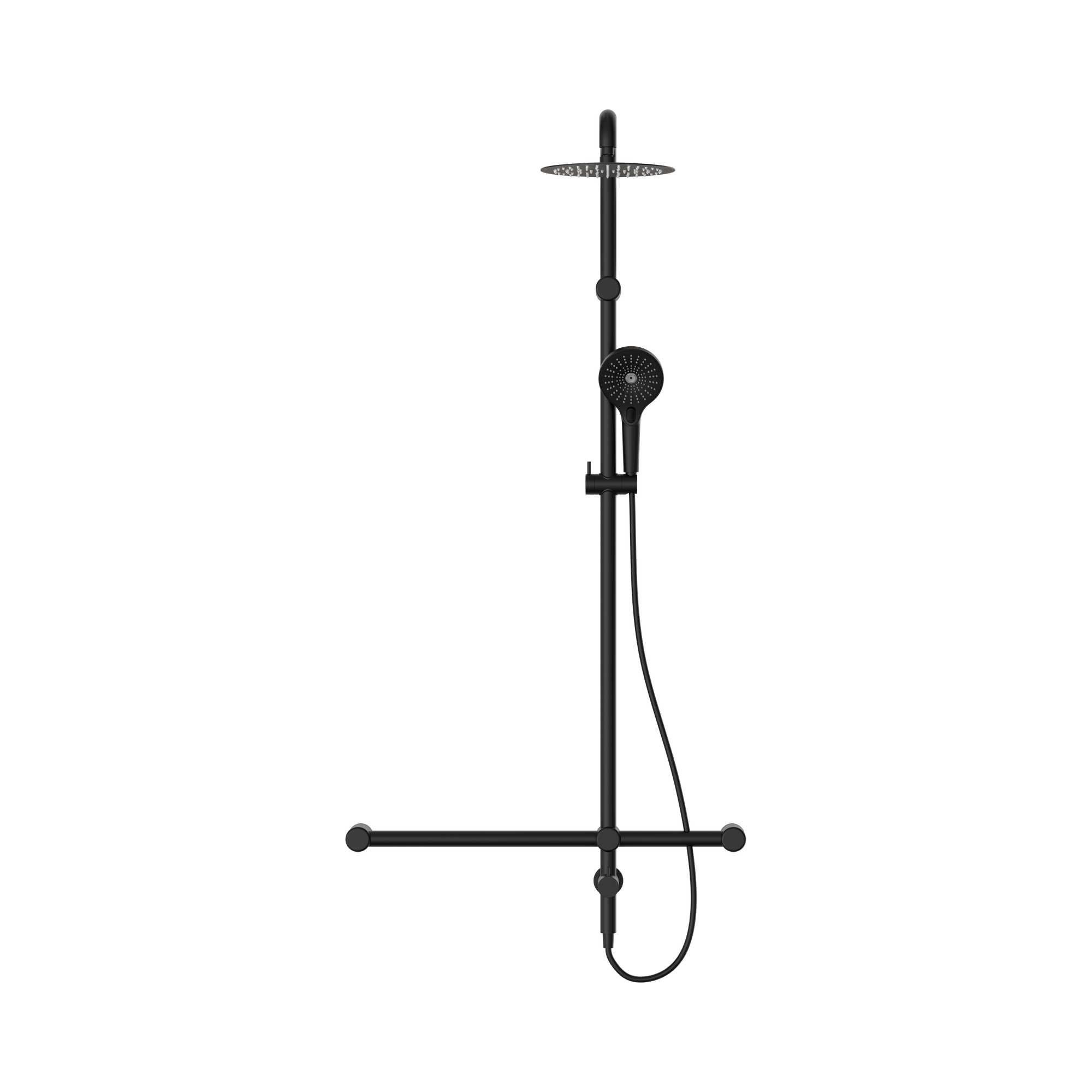 NRCS008 MB Mecca Care 32mm T Bar Grab Rail 1100x750mm Twin Shower Set Matte Black image 2