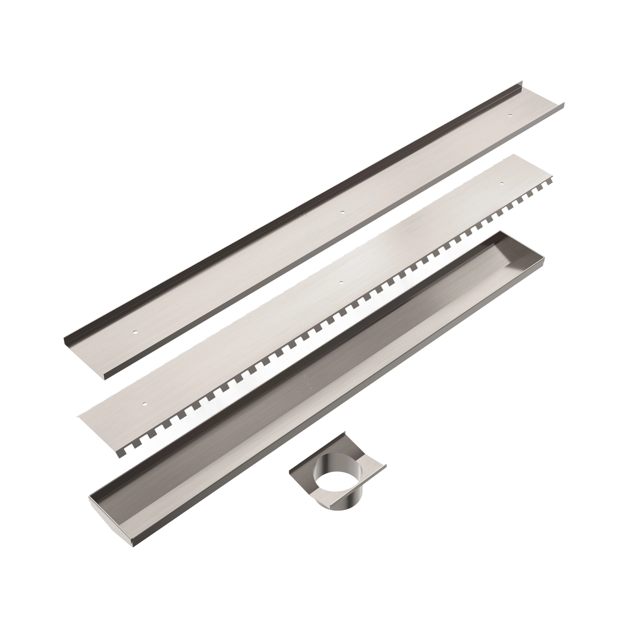 NRFG001 BN Tile Insert V Channel Floor Grate 80mm 89mm Outlet Without Outlet And Hole Saw Brushed Nickel image 3