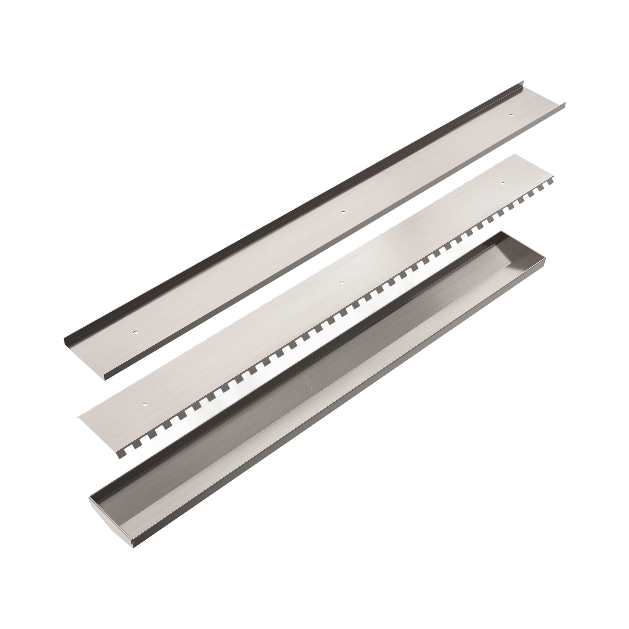 NRFG001 BN Tile Insert V Channel Floor Grate 80mm 89mm Outlet Without Outlet And Hole Saw Brushed Nickel image 4