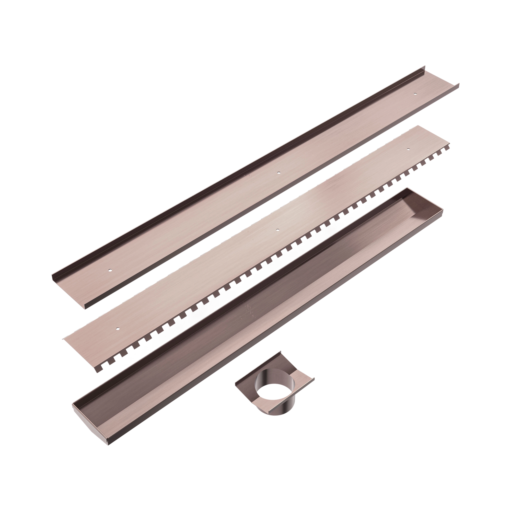 NRFG001 BZ Tile Insert V Channel Floor Grate 80mm 89mm Outlet Without Outlet And Hole Saw Brushed Bronze image 3