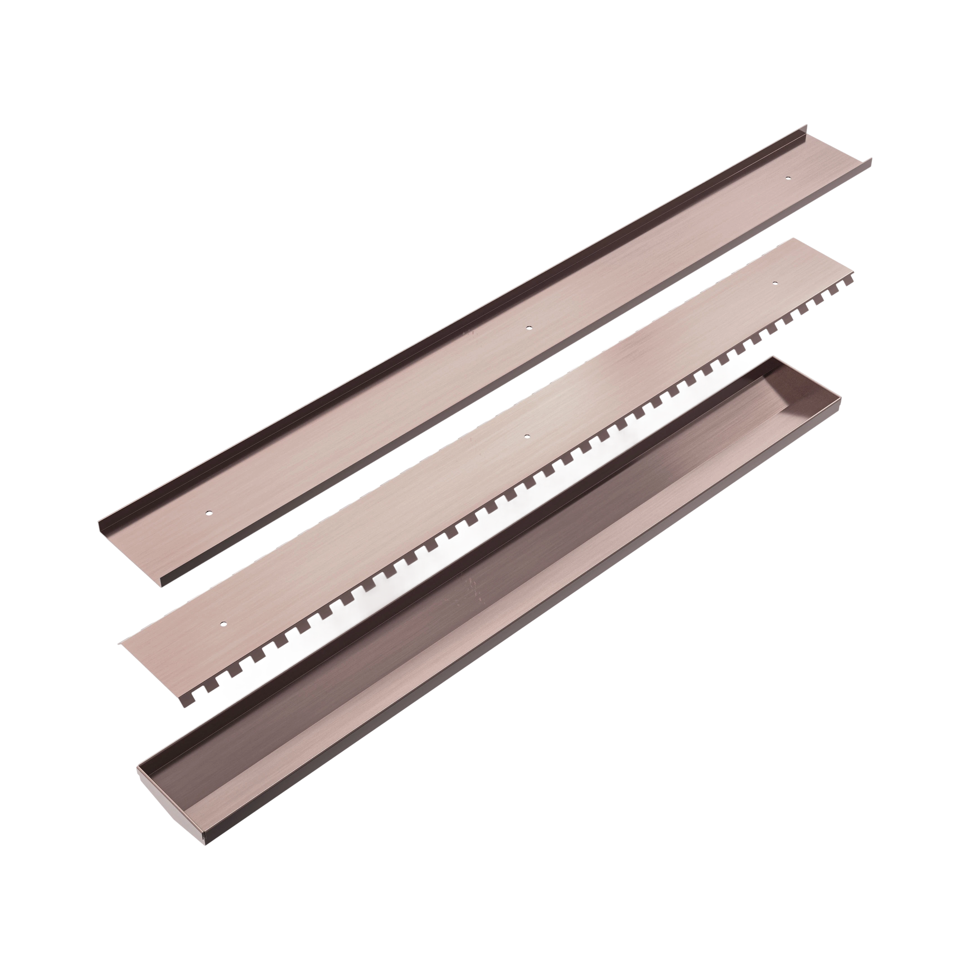 NRFG001 BZ Tile Insert V Channel Floor Grate 80mm 89mm Outlet Without Outlet And Hole Saw Brushed Bronze image 4