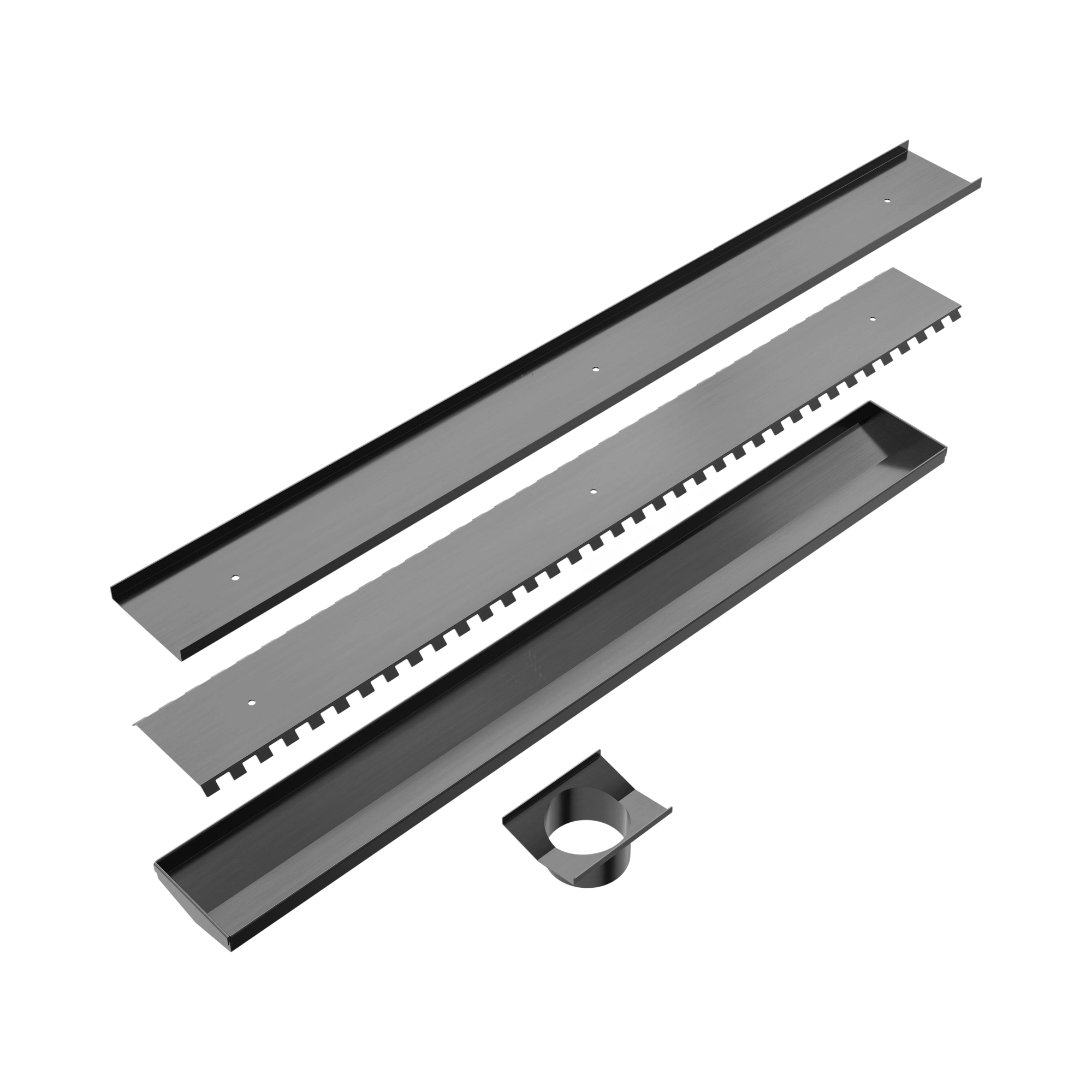 NRFG001 GM Tile Insert V Channel Floor Grate 80mm 89mm Outlet Without Outlet And Hole Saw Gun Metal image 3
