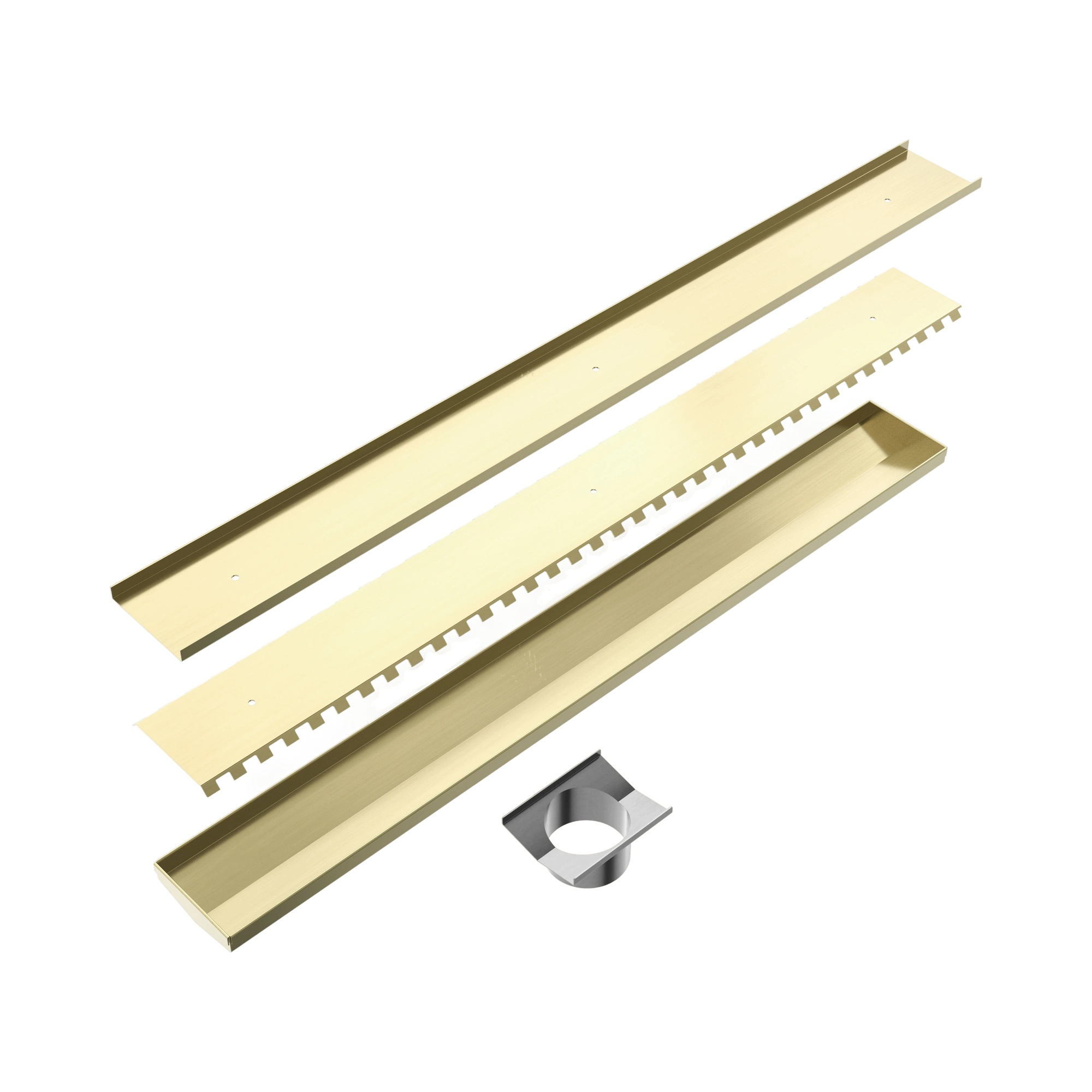 NRFG001 HSBG Tile Insert V Channel 900x106mm Floor Grate 90mm Outlet Brushed Gold image 2