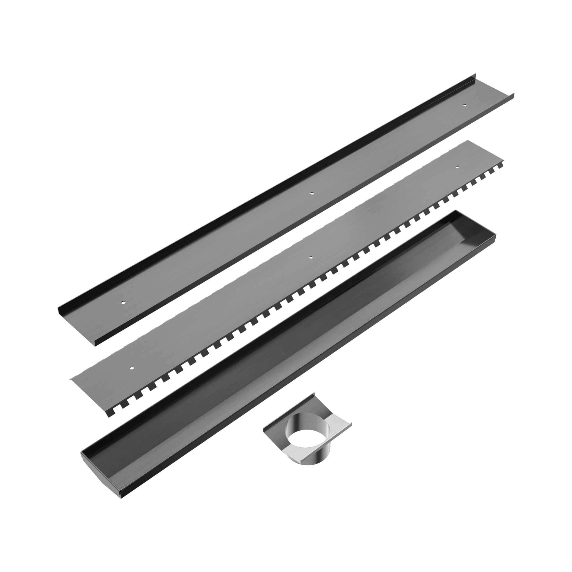 NRFG001 HSGM Tile Insert V Channel 900x106mm Floor Grate 90mm Outlet Gun Metal image 2