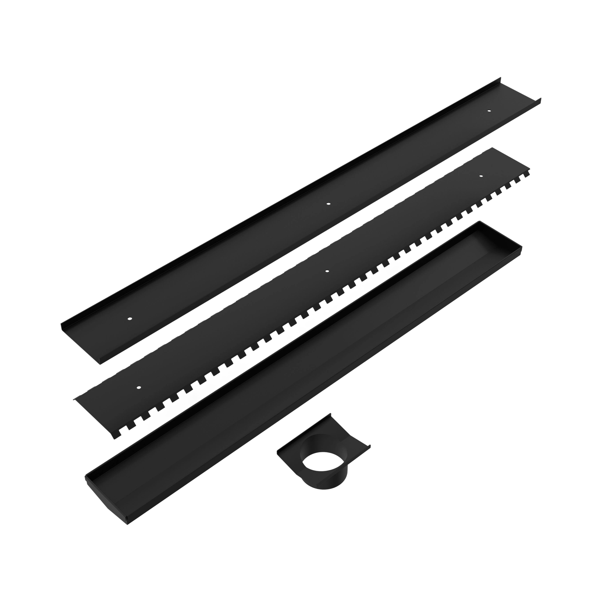 NRFG001 MB Tile Insert V Channel Floor Grate 80mm 89mm Outlet Without Outlet And Hole Saw Matte Black image 3