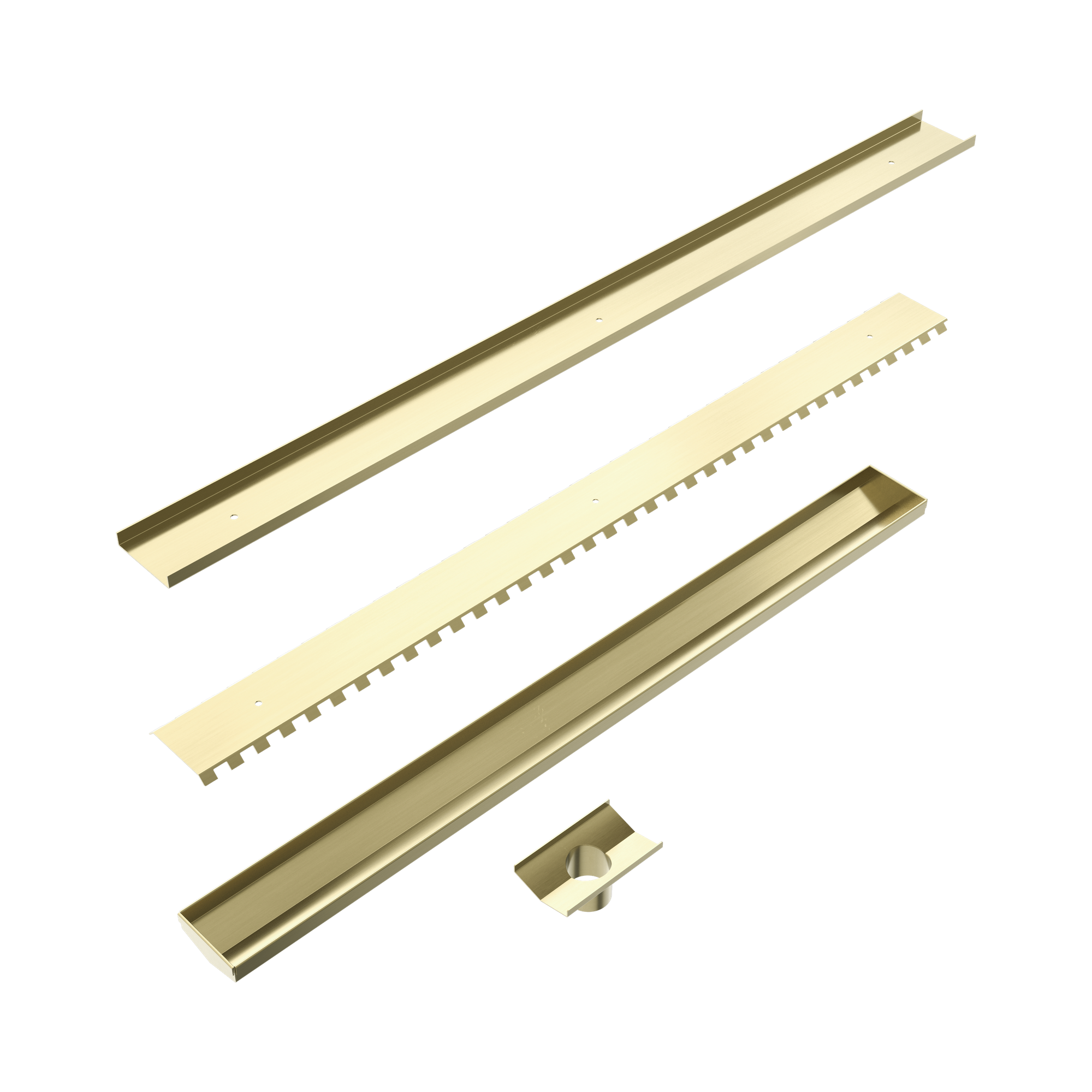 NRFG002 BG Tile Insert V Channel Floor Grate 50mm Outlet Without Outlet And Hole Saw Brushed Gold image 3