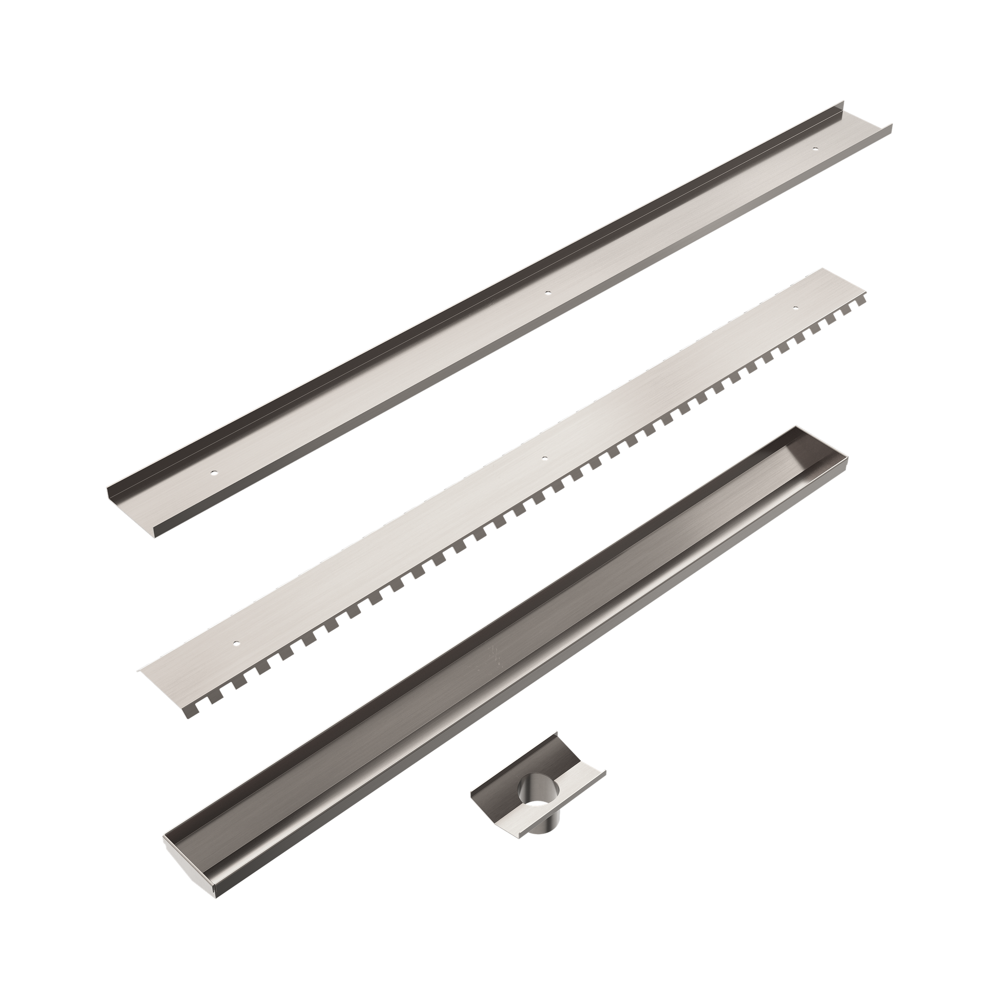 NRFG002 BN Tile Insert V Channel Floor Grate 50mm Outlet Without Outlet And Hole Saw Brushed Nickel image 3