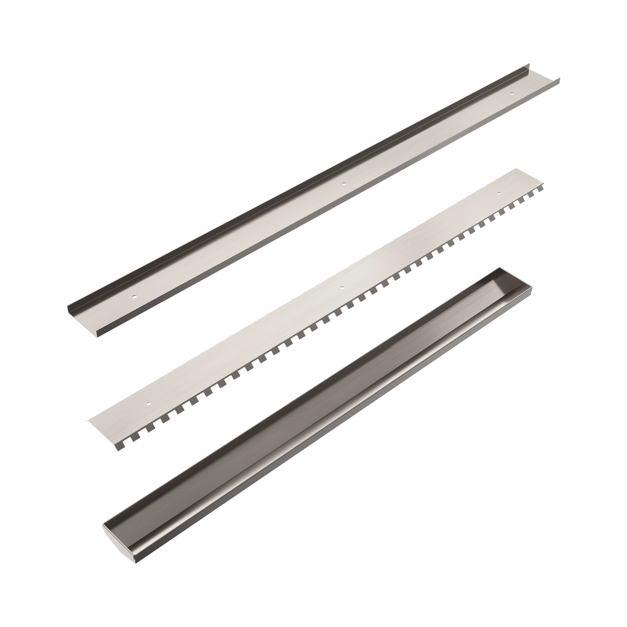 NRFG002 BN Tile Insert V Channel Floor Grate 50mm Outlet Without Outlet And Hole Saw Brushed Nickel image 4