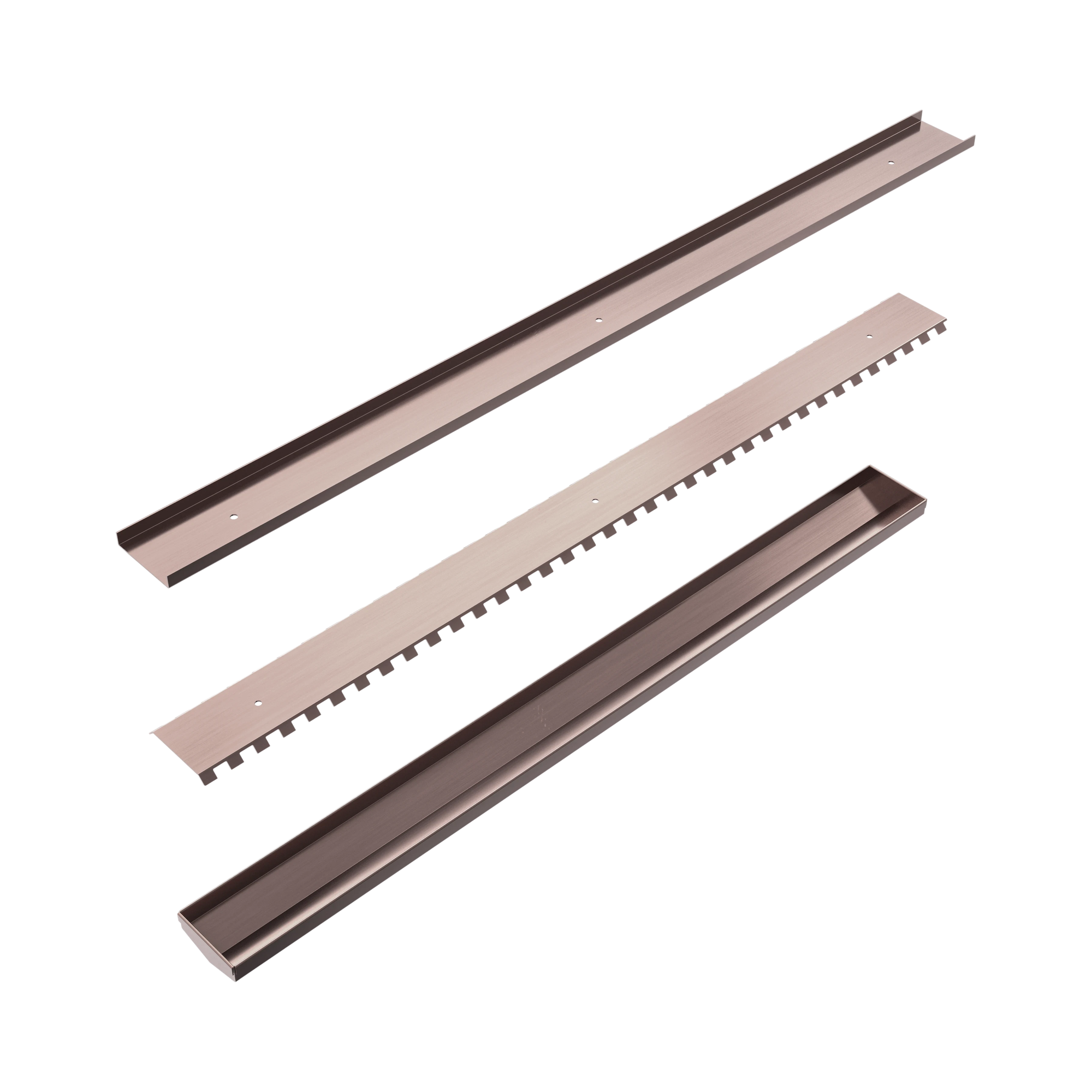 NRFG002 BZ Tile Insert V Channel Floor Grate 50mm Outlet Without Outlet And Hole Saw Brushed Bronze image 4