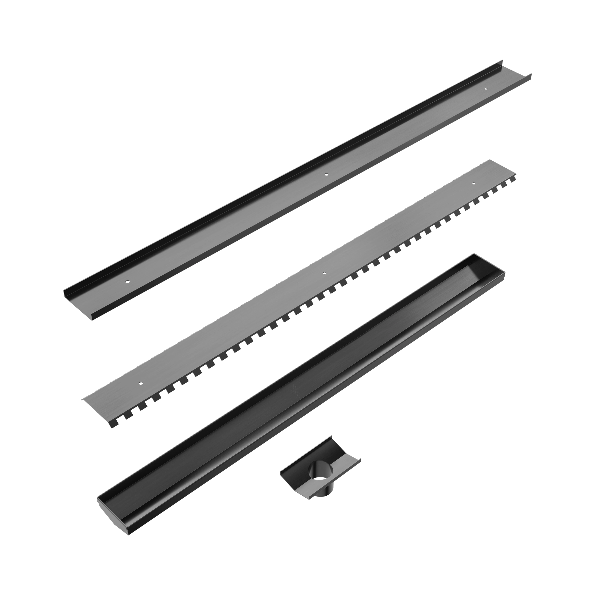 NRFG002 GM Tile Insert V Channel Floor Grate 50mm Outlet Without Outlet And Hole Saw Gun Metal image 3