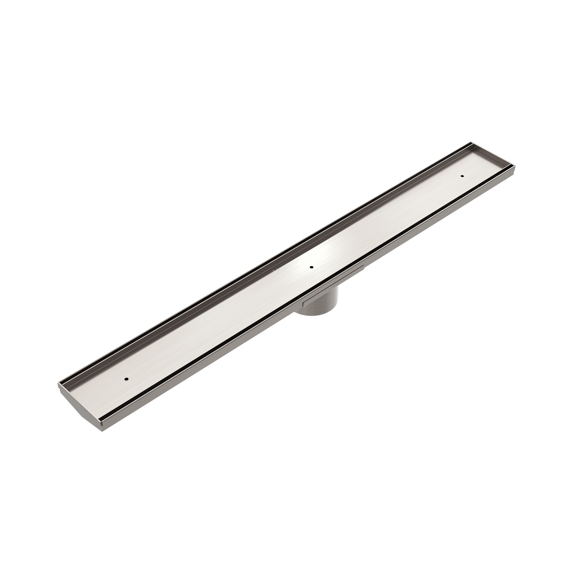 NRFG003hs BN Tile Insert V Channel Floor Grate 80mm Outlet With Hole Saw Brushed Nickel image 1