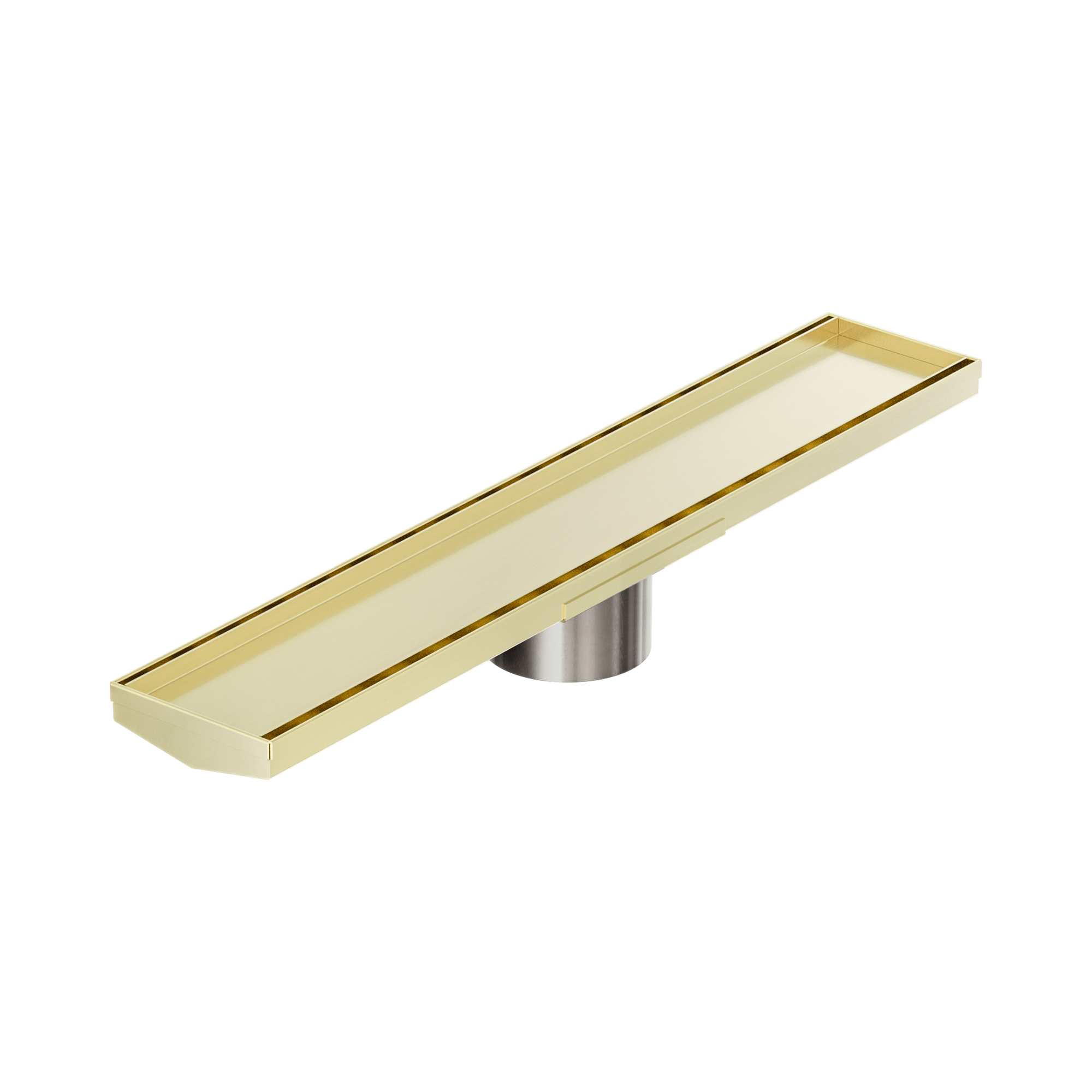 NRFG004 HSBG Tile Insert V Channel 600mm Floor Grate 89mm Outlet With Hole Saw Brushed Gold image 1