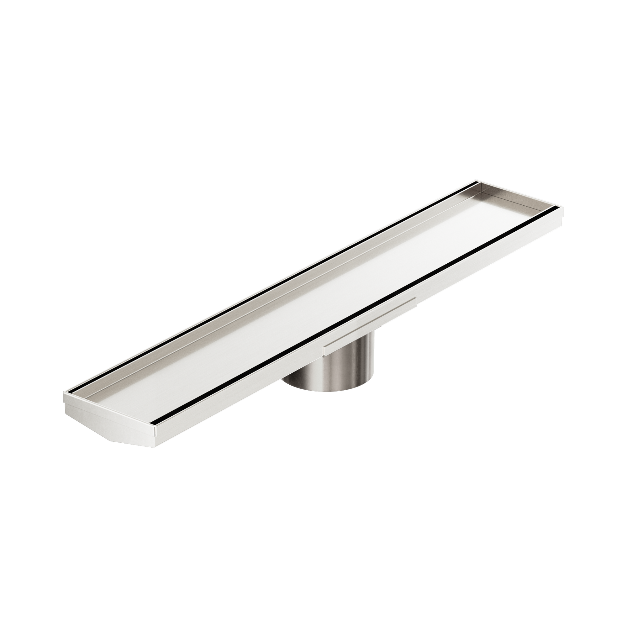 NRFG004 HSBN Tile Insert V Channel 600mm Floor Grate 89mm Outlet With Hole Saw Brushed Nickel image 1