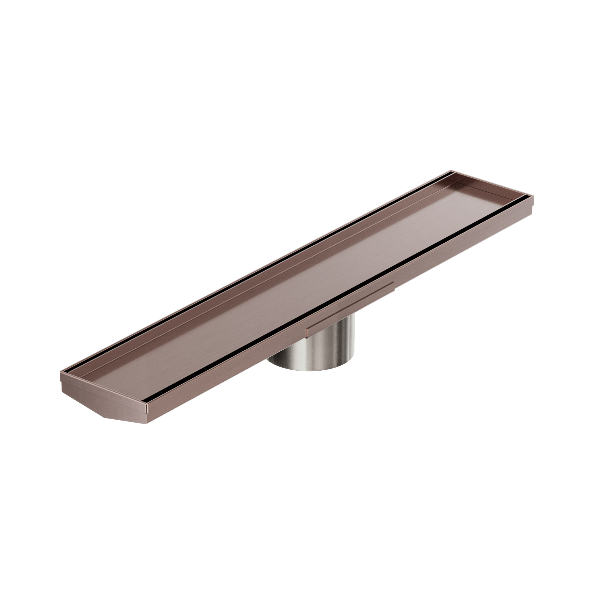 NRFG004 HSBZ Tile Insert V Channel 600mm Floor Grate 89mm Outlet With Hole Saw Brushed Bronze image 1