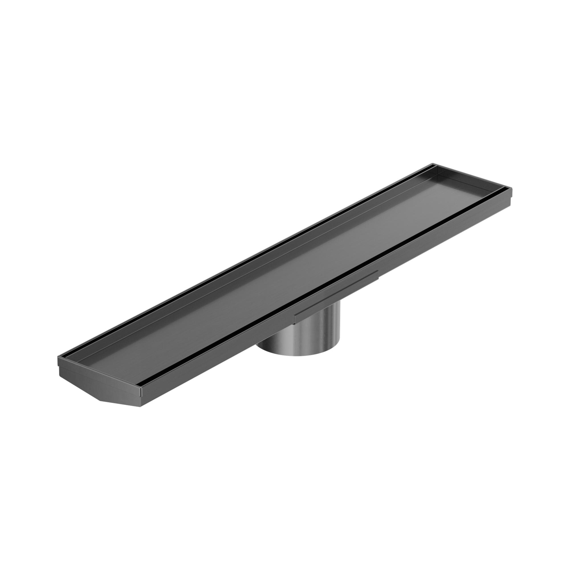 NRFG004 HSGM Tile Insert V Channel 600mm Floor Grate 89mm Outlet With Hole Saw Gun Metal image 1