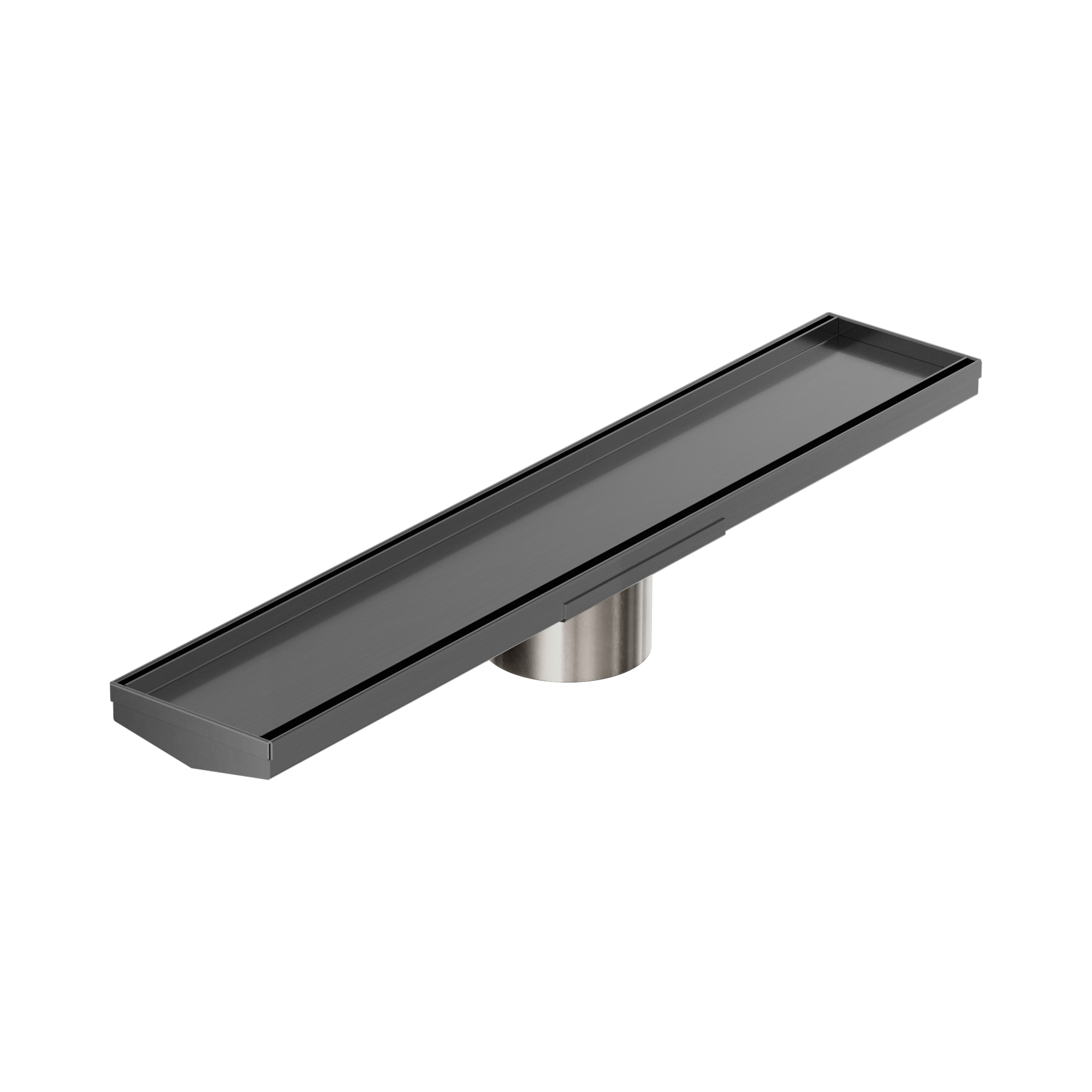 NRFG004 HSGM Tile Insert V Channel 600mm Floor Grate 89mm Outlet With Hole Saw Gun Metal image 1