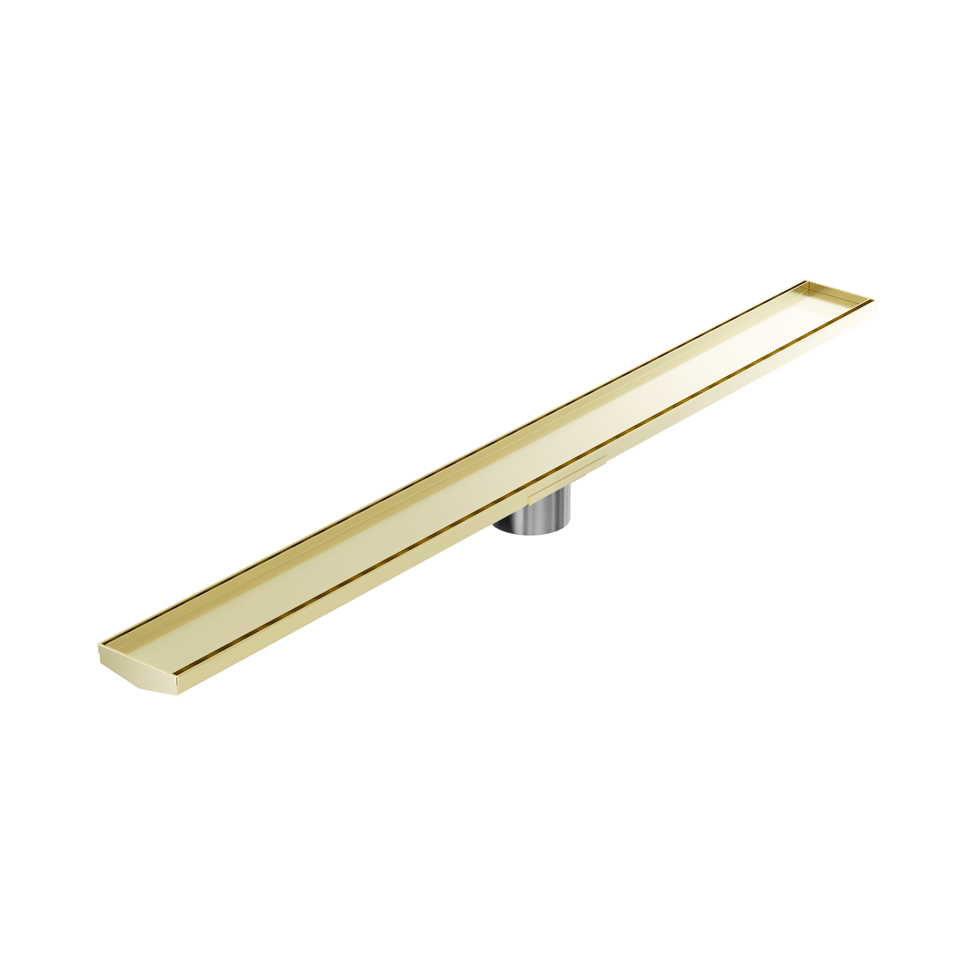 NRFG005 HSBG Tile Insert V Channel 1200mm Floor Grate 89mm Outlet With Hole Saw Brushed Gold image 1