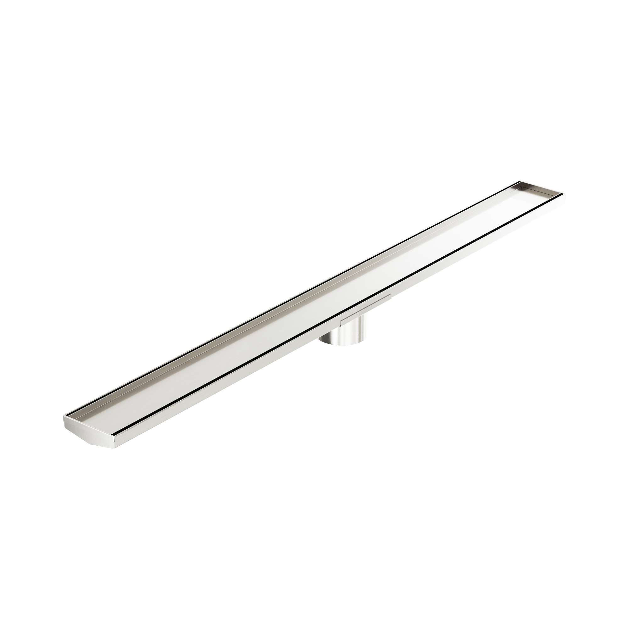 NRFG005 HSBN Tile Insert V Channel 1200mm Floor Grate 89mm Outlet With Hole Saw Brushed Nickel image 1