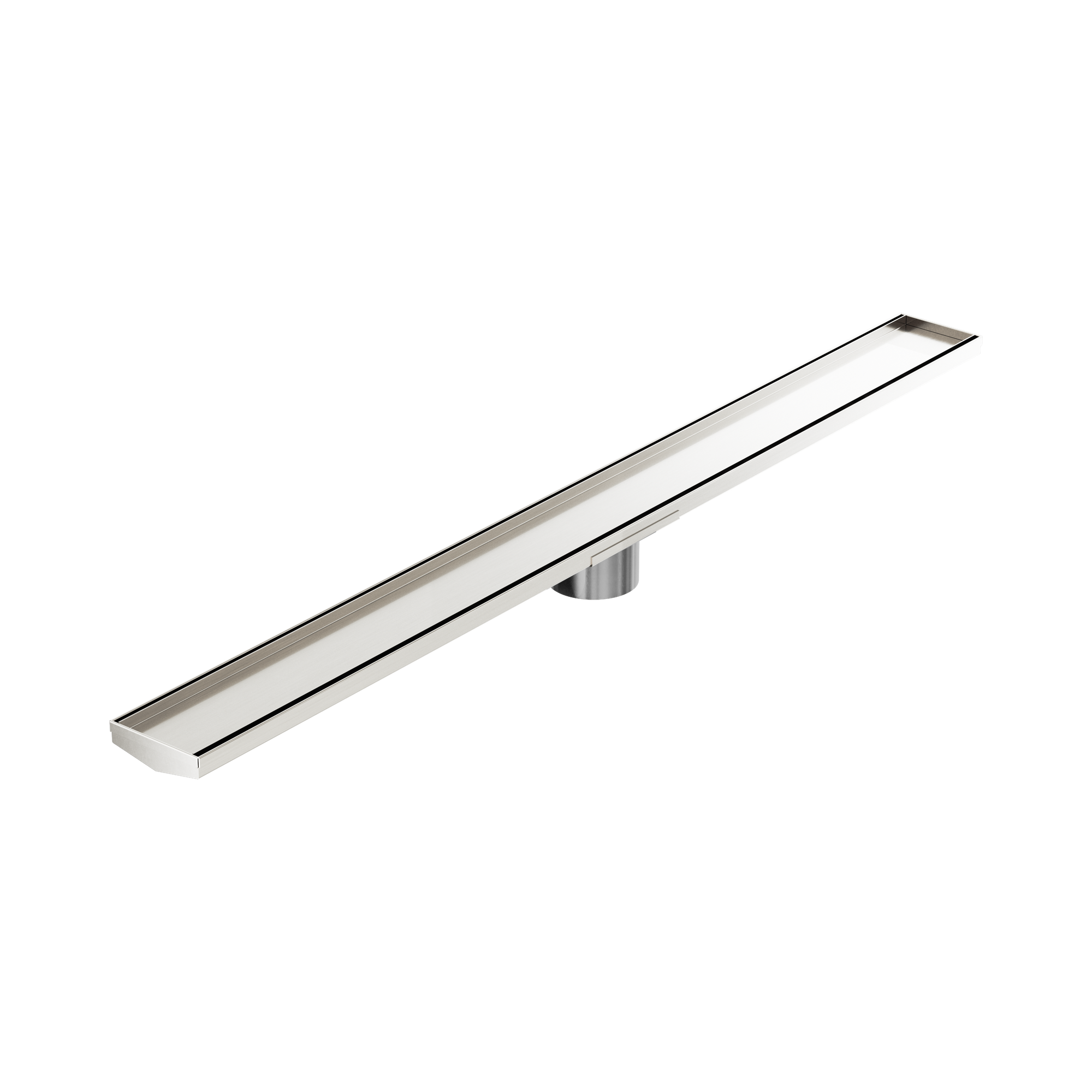 NRFG005 HSBN Tile Insert V Channel 1200mm Floor Grate 89mm Outlet With Hole Saw Brushed Nickel image 1