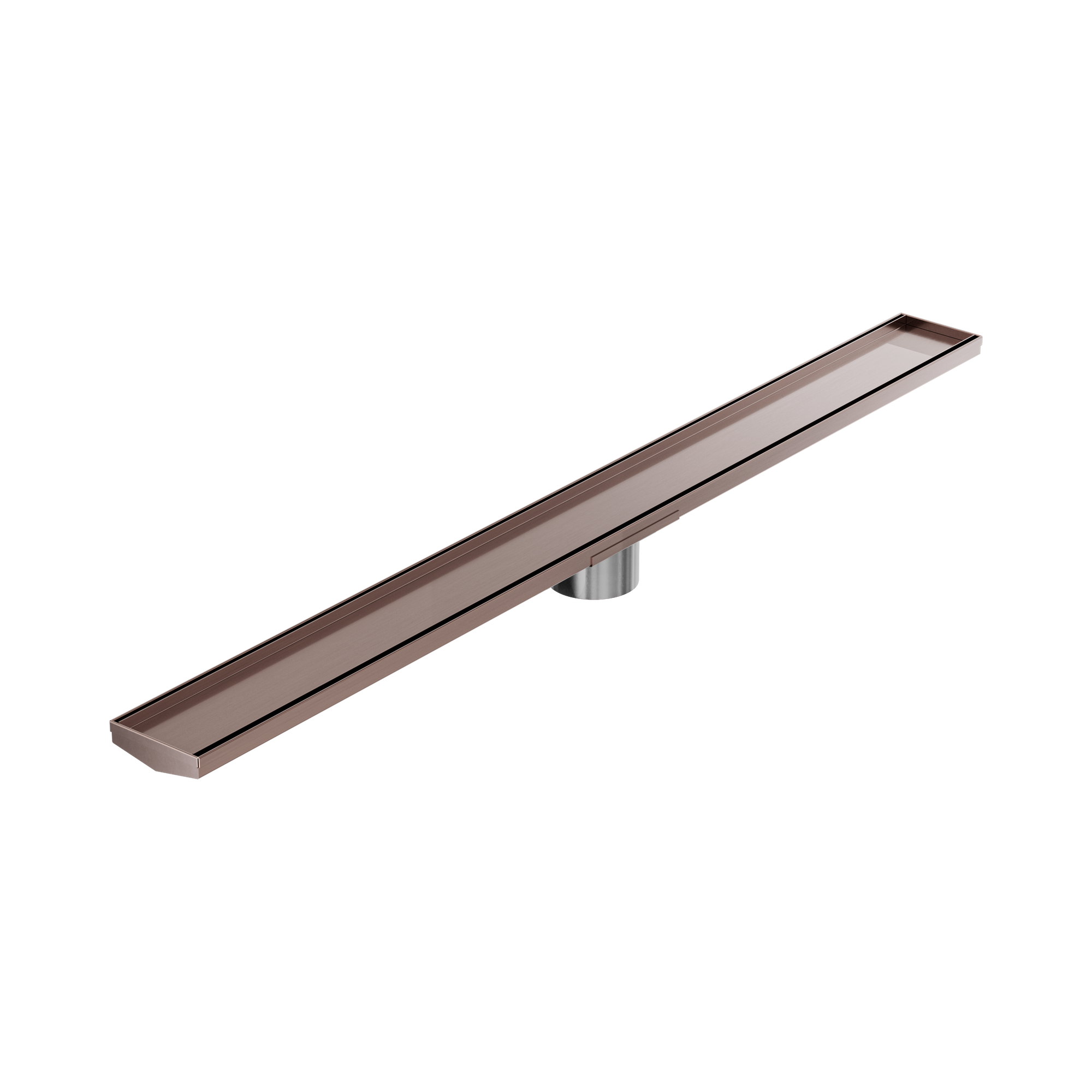 NRFG005 HSBZ Tile Insert V Channel 1200mm Floor Grate 89mm Outlet With Hole Saw Brushed Bronze image 1