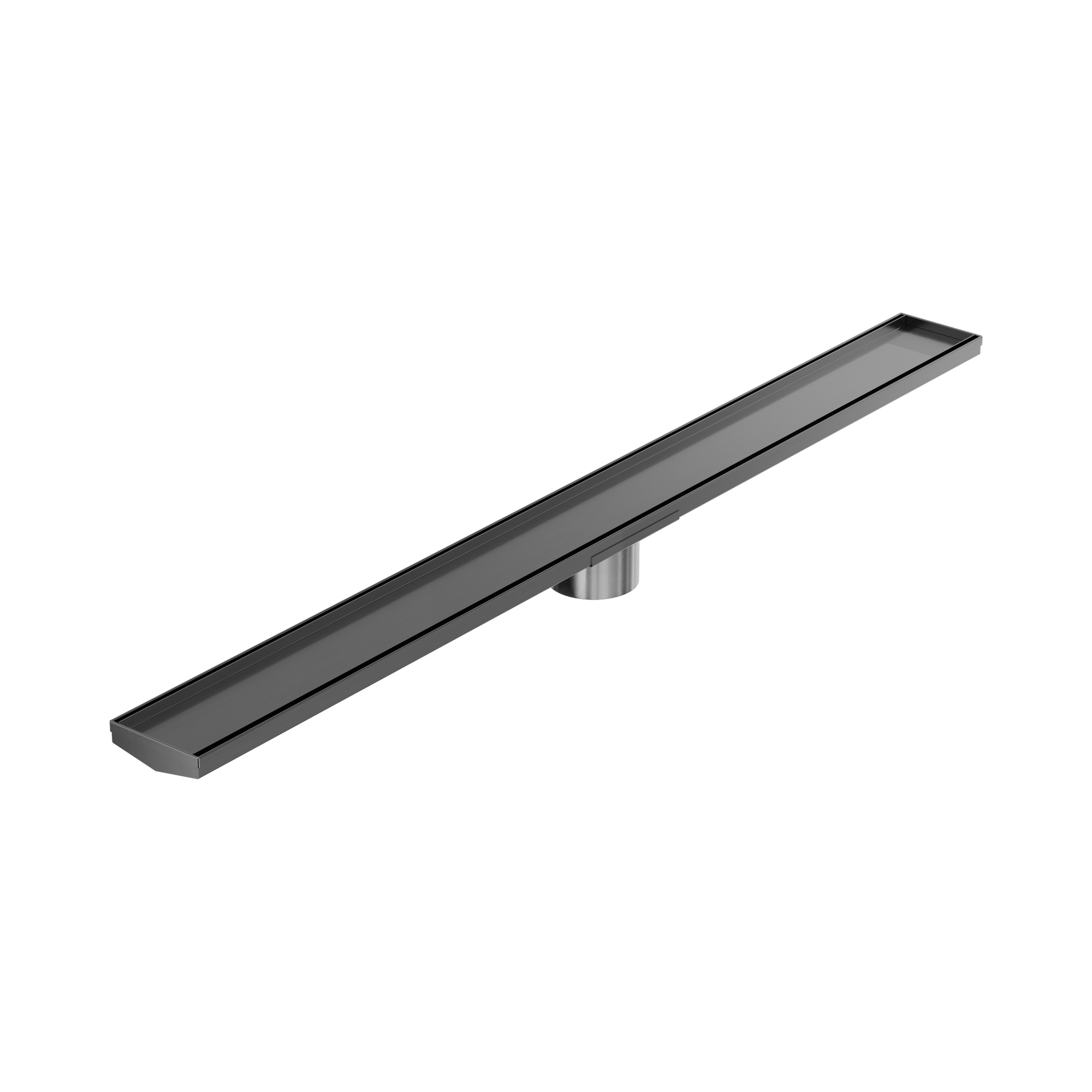 NRFG005 HSGM Tile Insert V Channel 1200mm Floor Grate 89mm Outlet With Hole Saw Gun Metal image 1