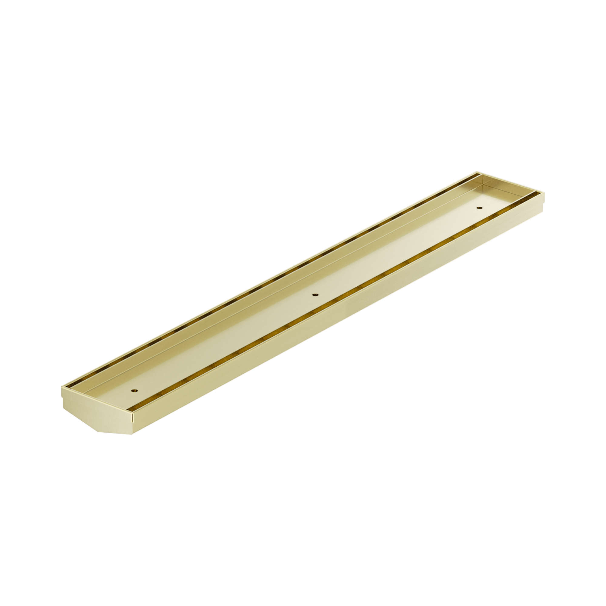 NRFG006 BG Tile Insert V Channel 600mm Floor Grate 50mm Outlet Without Outlet And Hole Saw Brushed Gold image 1