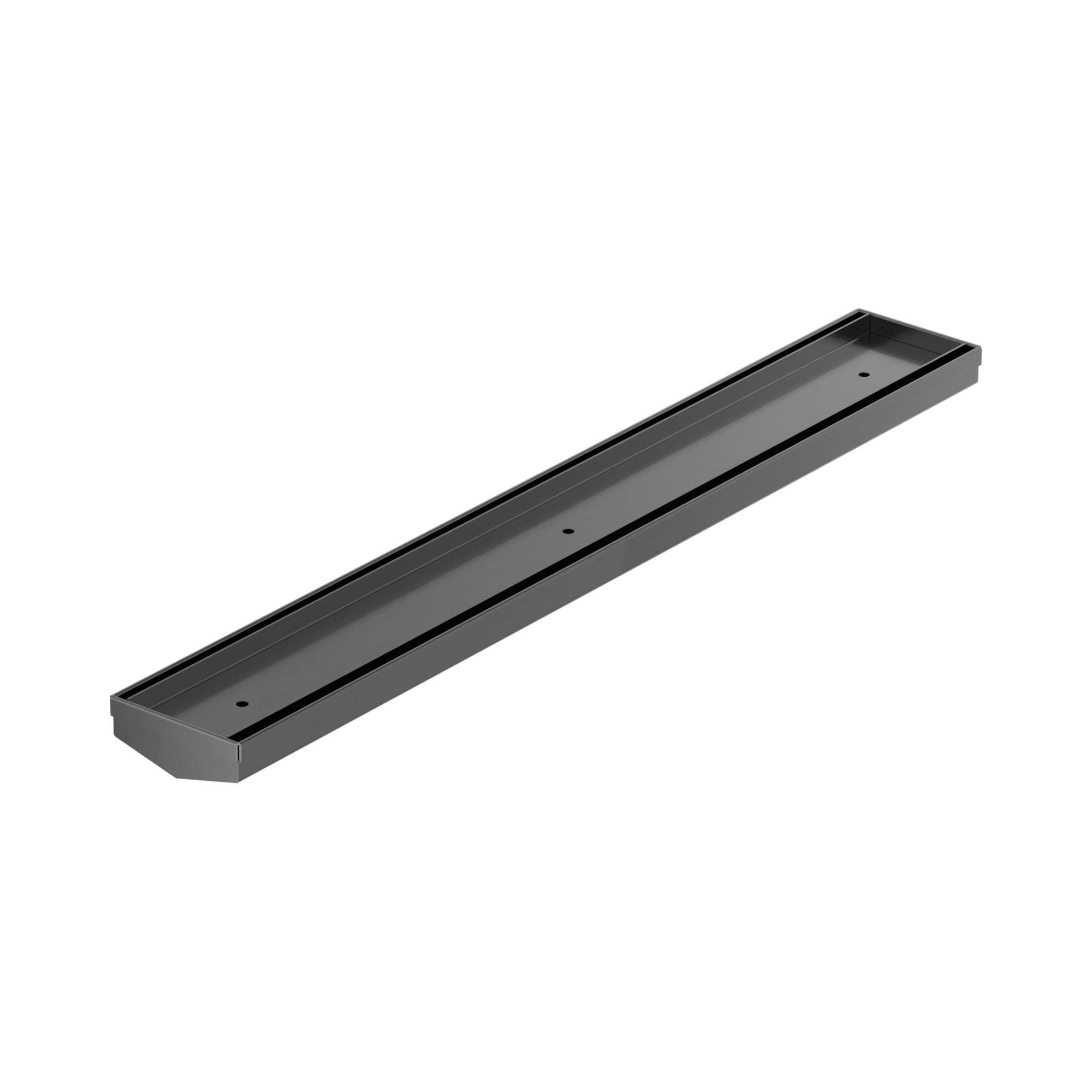 NRFG006 GM Tile Insert V Channel 600mm Floor Grate 50mm Outlet Without Outlet And Hole Saw Gun Metal image 1