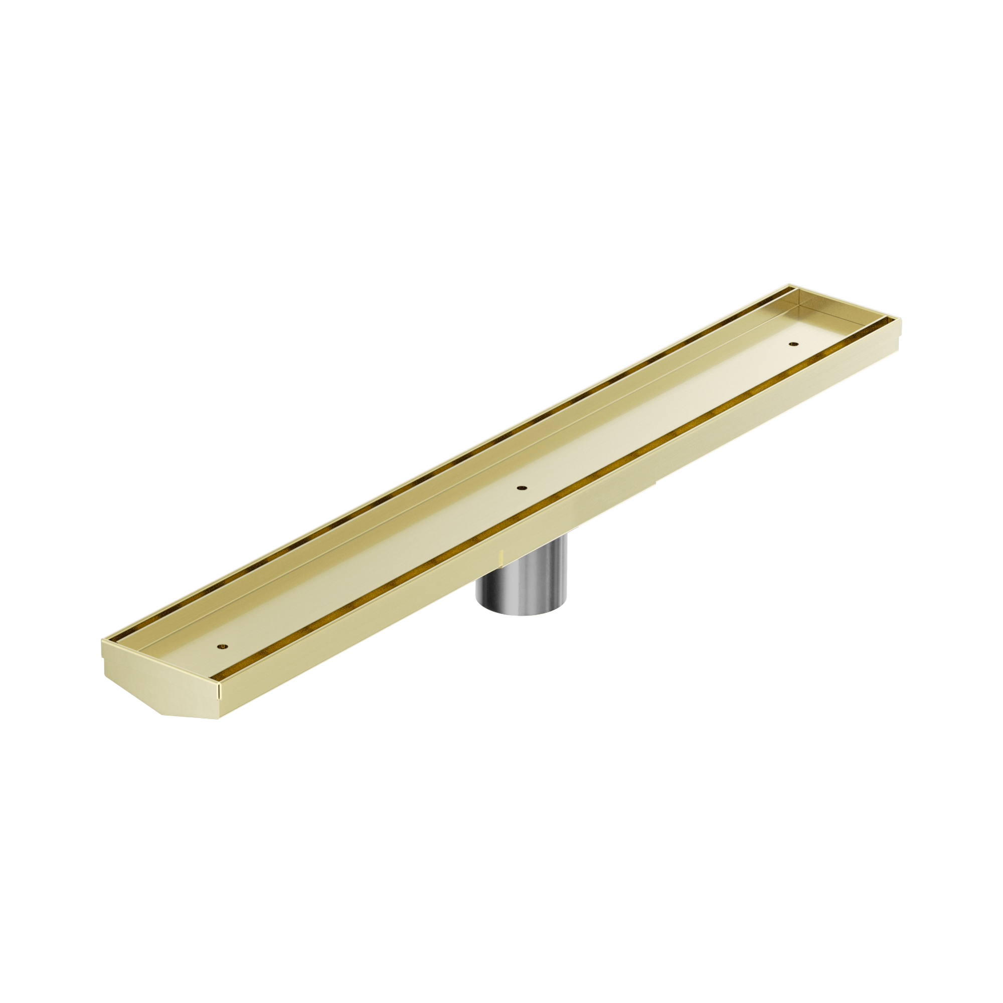 NRFG006 HSBG Tile Insert V Channel 600mm Floor Grate 50mm Outlet With Hole Saw Brushed Gold image 1