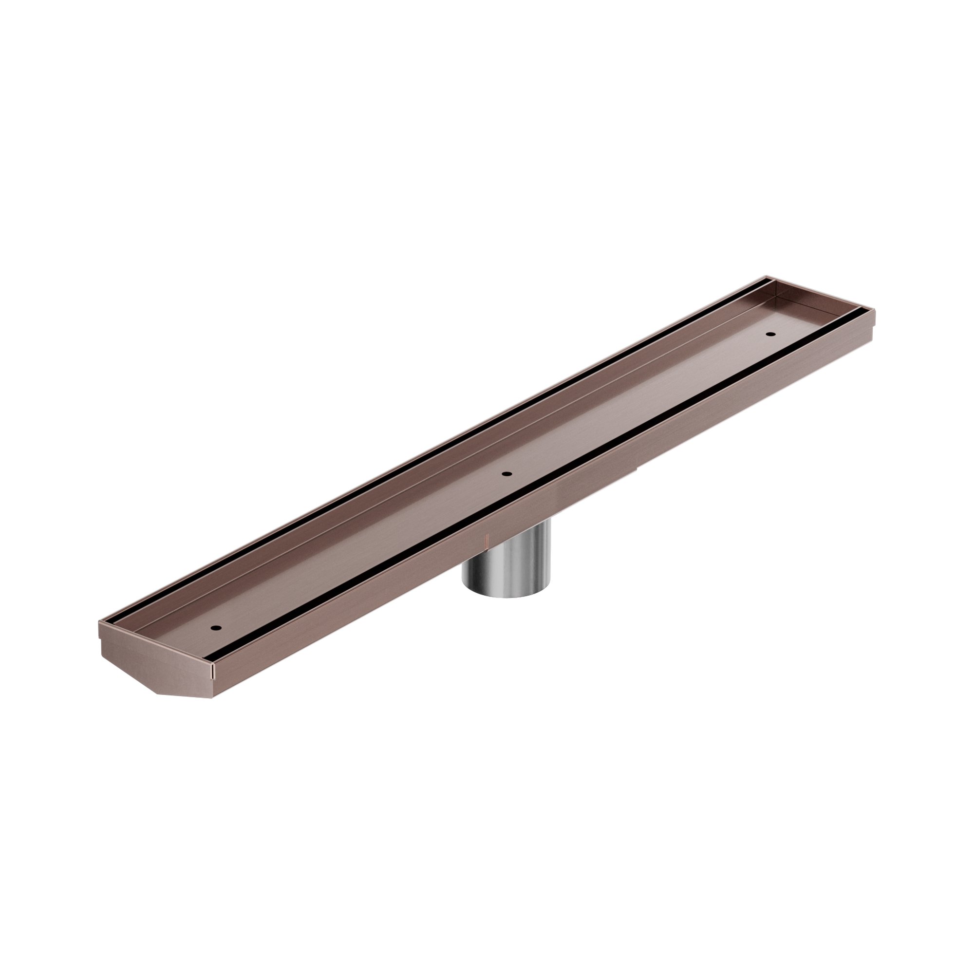 NRFG006 HSBZ Tile Insert V Channel 600mm Floor Grate 50mm Outlet With Hole Saw Brushed Bronze image 1
