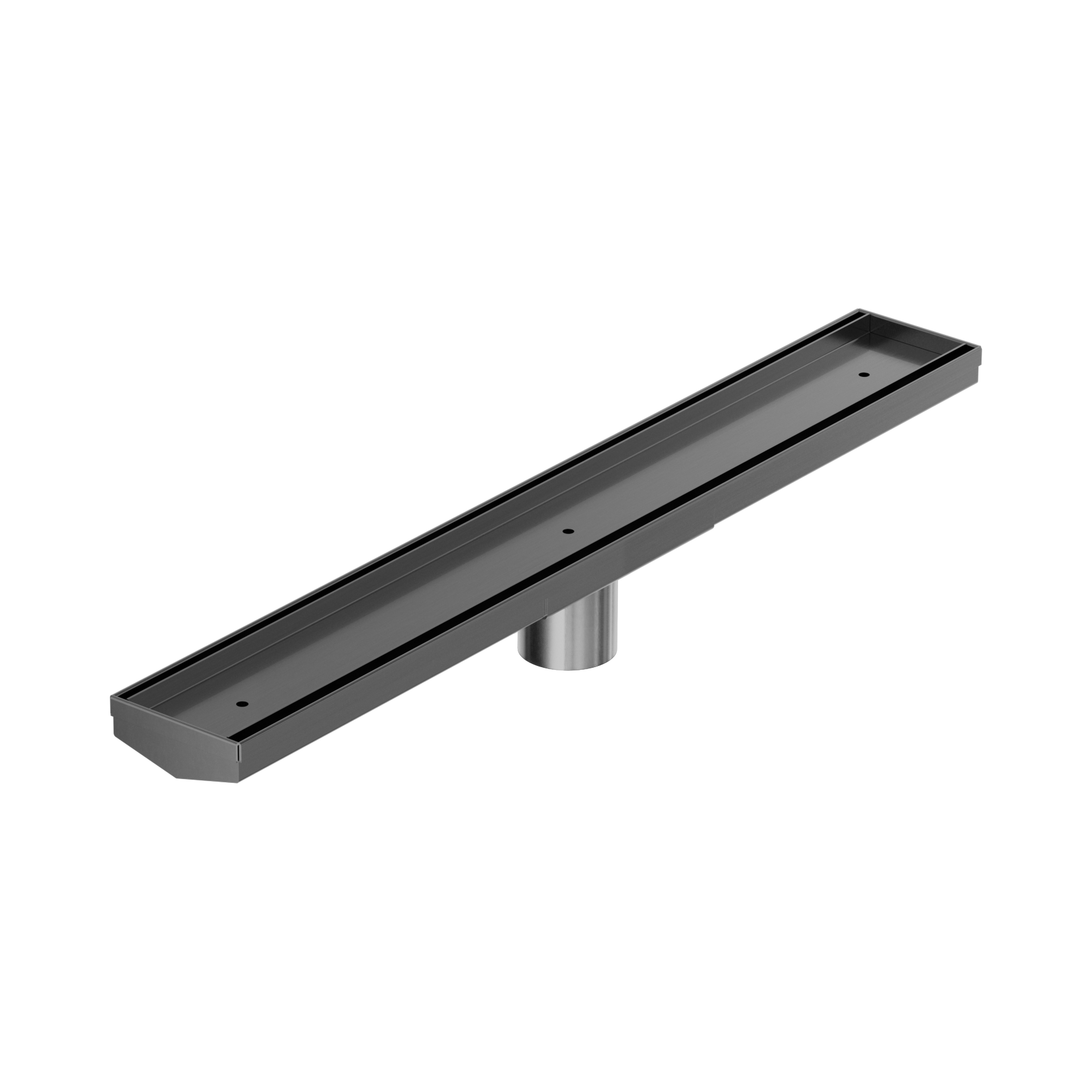 NRFG006 HSGM Tile Insert V Channel 600mm Floor Grate 50mm Outlet With Hole Saw Gun Metal image 1