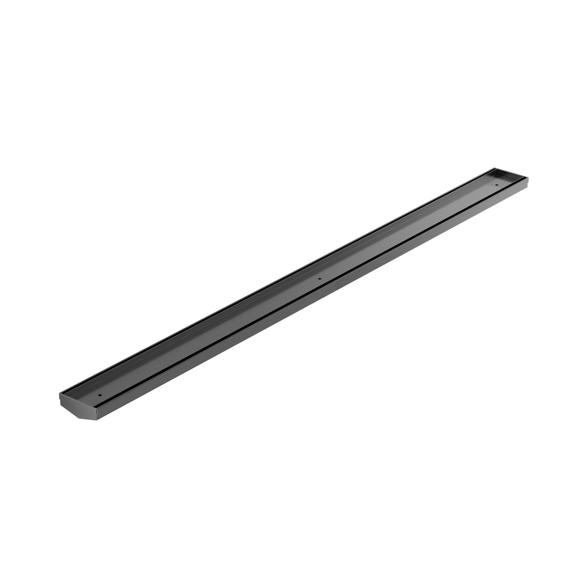 NRFG007 GM Tile Insert V Channel 1200mm Floor Grate 50mm Outlet Without Outlet And Hole Saw Gun Metal image 1