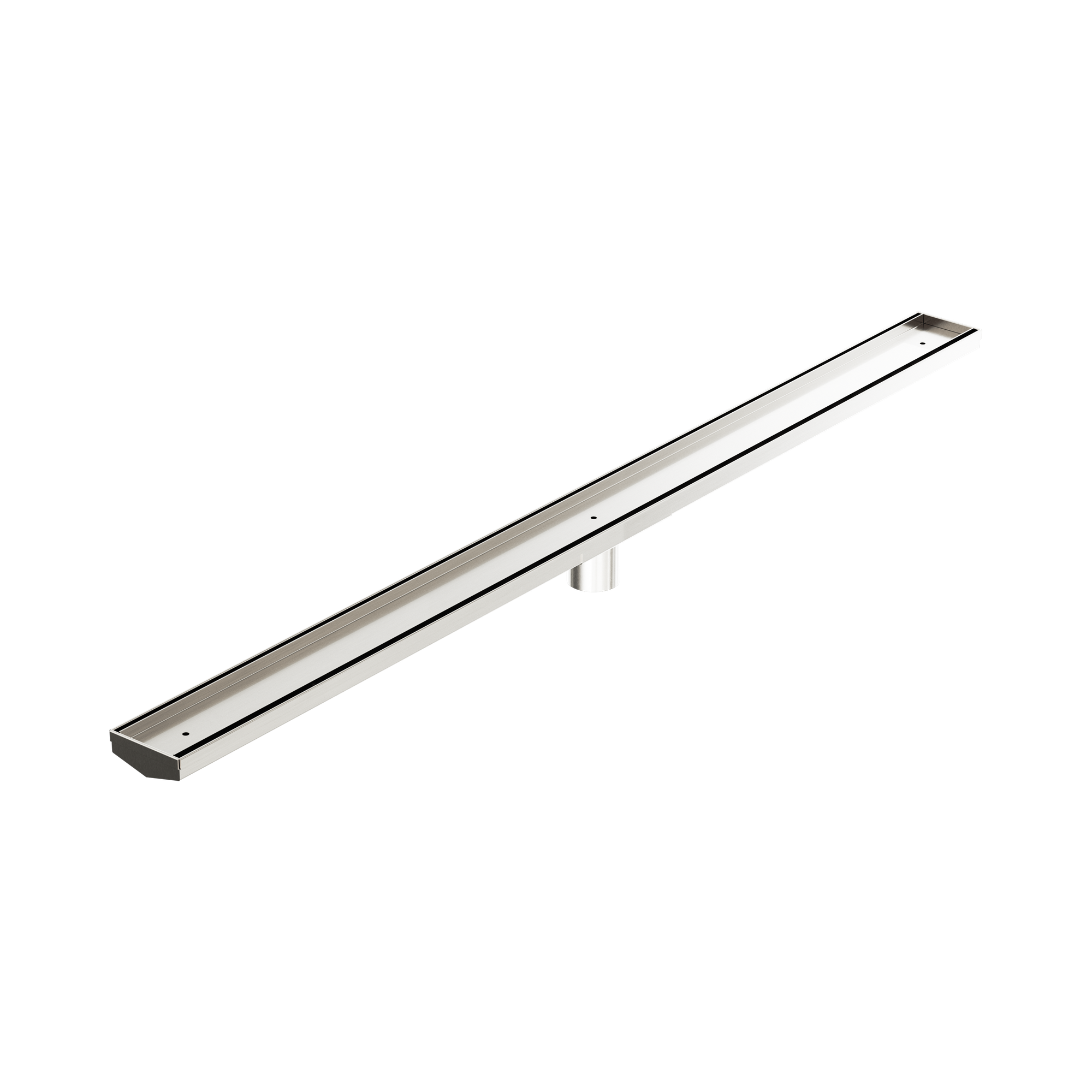 NRFG007 HSBN Tile Insert V Channel 1200mm Floor Grate 50mm Outlet With Hole Saw Brushed Nickel image 1