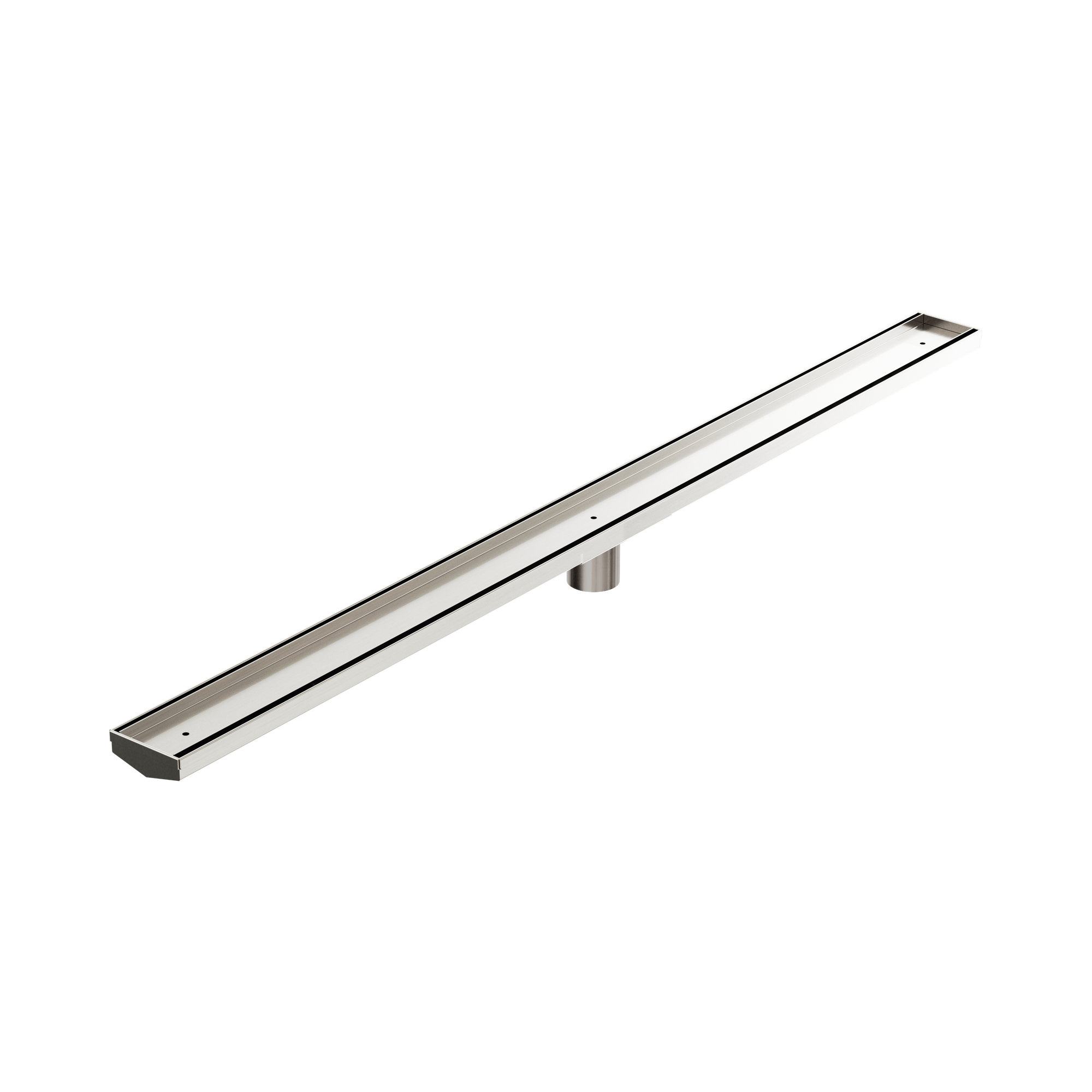 NRFG007 HSBN Tile Insert V Channel 1200mm Floor Grate 50mm Outlet With Hole Saw Brushed Nickel image 1