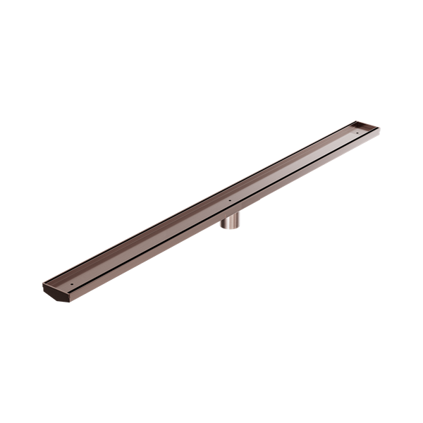 NRFG007 HSBZ Tile Insert V Channel 1200mm Floor Grate 50mm Outlet With Hole Saw Brushed Bronze Thumb
