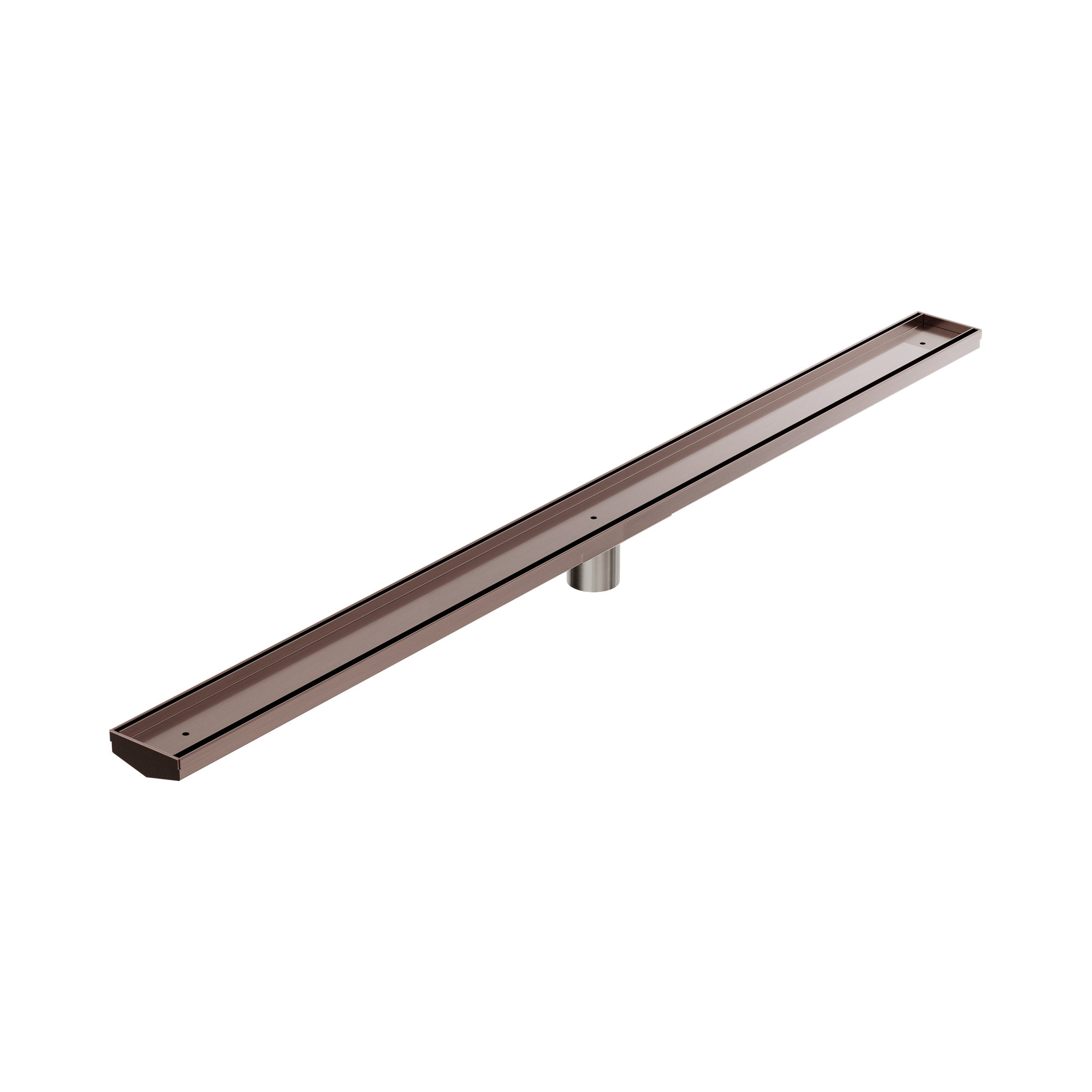 NRFG007 HSBZ Tile Insert V Channel 1200mm Floor Grate 50mm Outlet With Hole Saw Brushed Bronze image 1