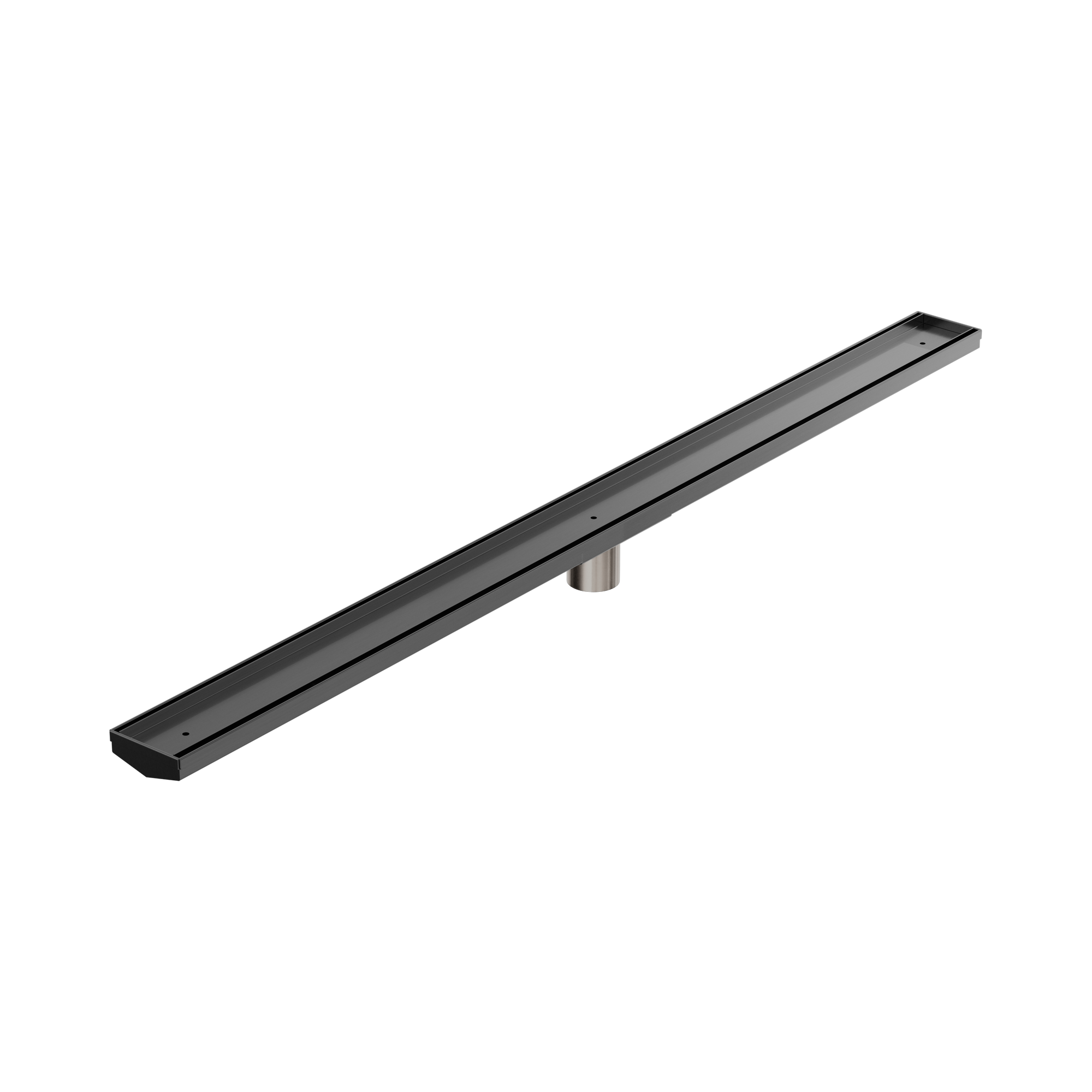 NRFG007 HSGM Tile Insert V Channel 1200mm Floor Grate 50mm Outlet With Hole Saw Gun Metal image 1