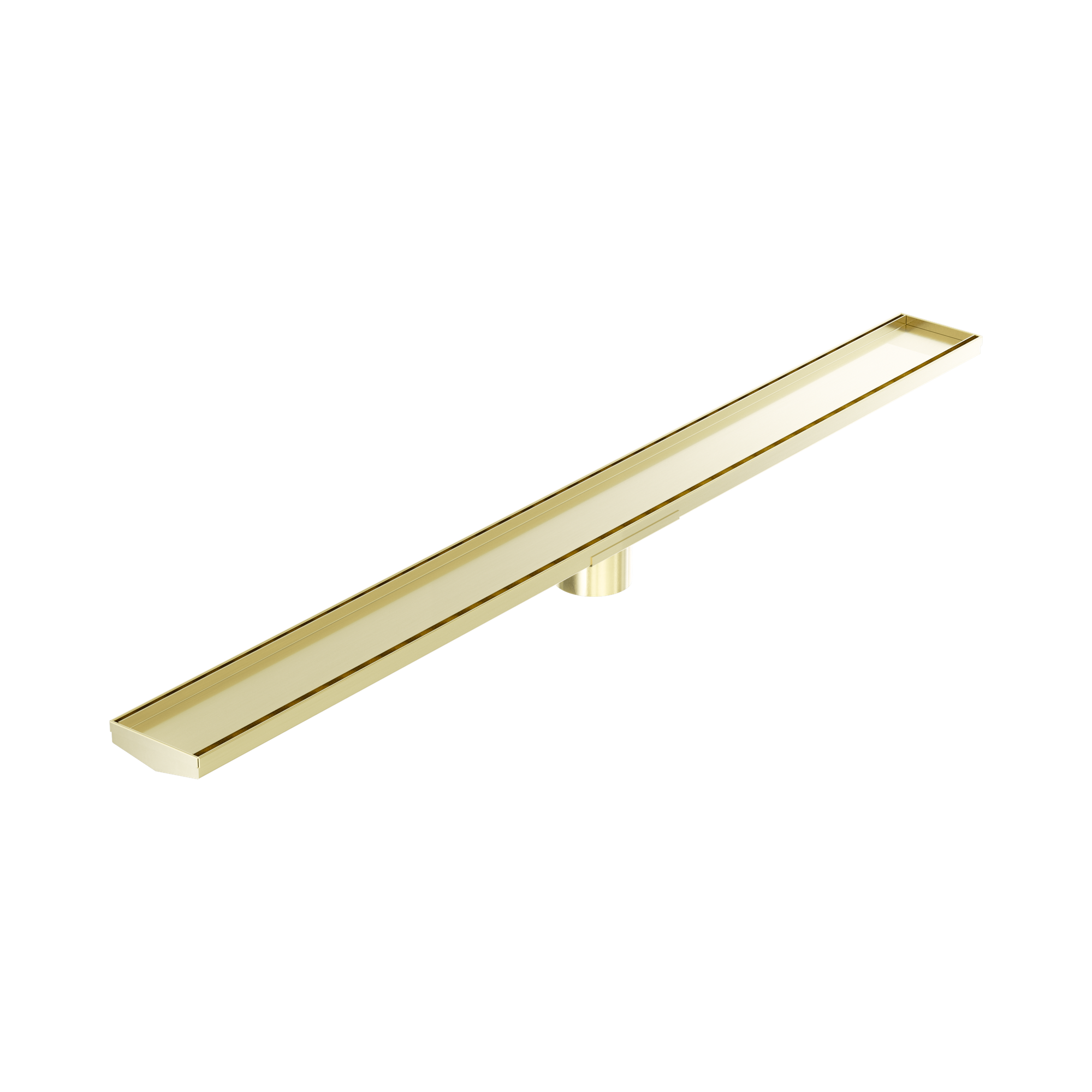 NRFG009 HSBG Tile Insert V Channel 1200mm Floor Grate 80mm Outlet With Hole Saw Brushed Gold image 1