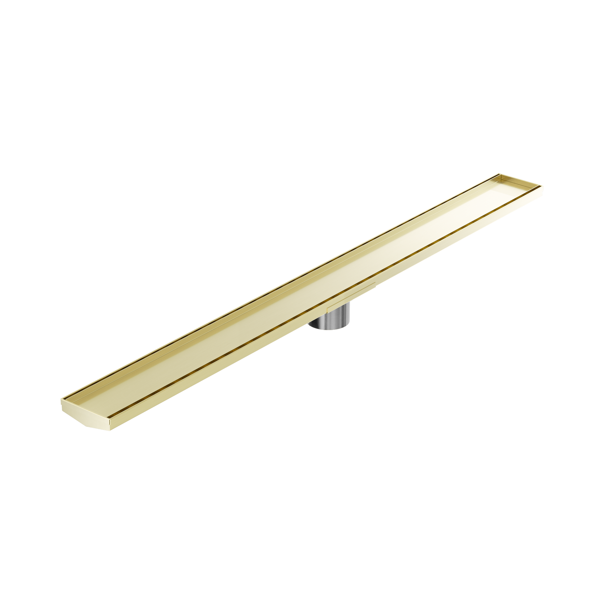 NRFG009 HSBG Tile Insert V Channel 1200mm Floor Grate 80mm Outlet With Hole Saw Brushed Gold image 1