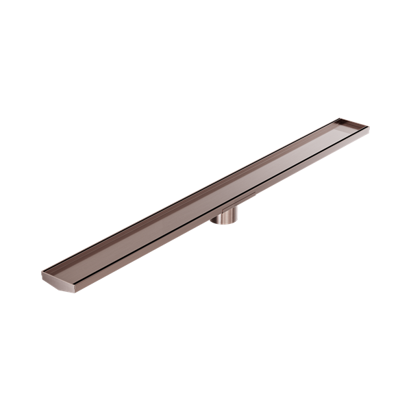 NRFG009 HSBZ Tile Insert V Channel 1200mm Floor Grate 80mm Outlet With Hole Saw Brushed Bronze Thumb