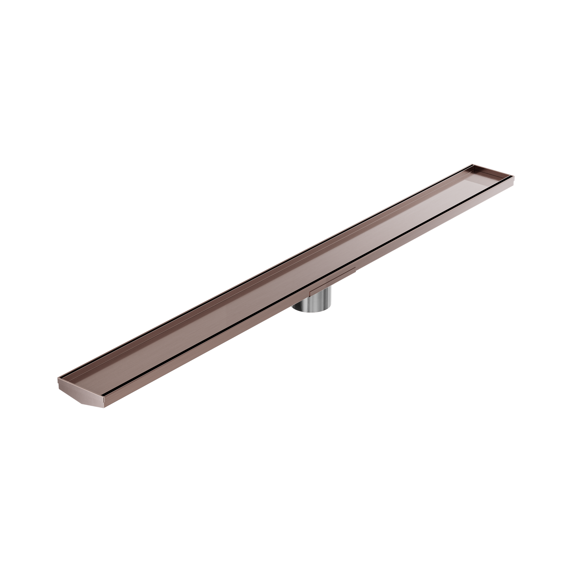 NRFG009 HSBZ Tile Insert V Channel 1200mm Floor Grate 80mm Outlet With Hole Saw Brushed Bronze image 1