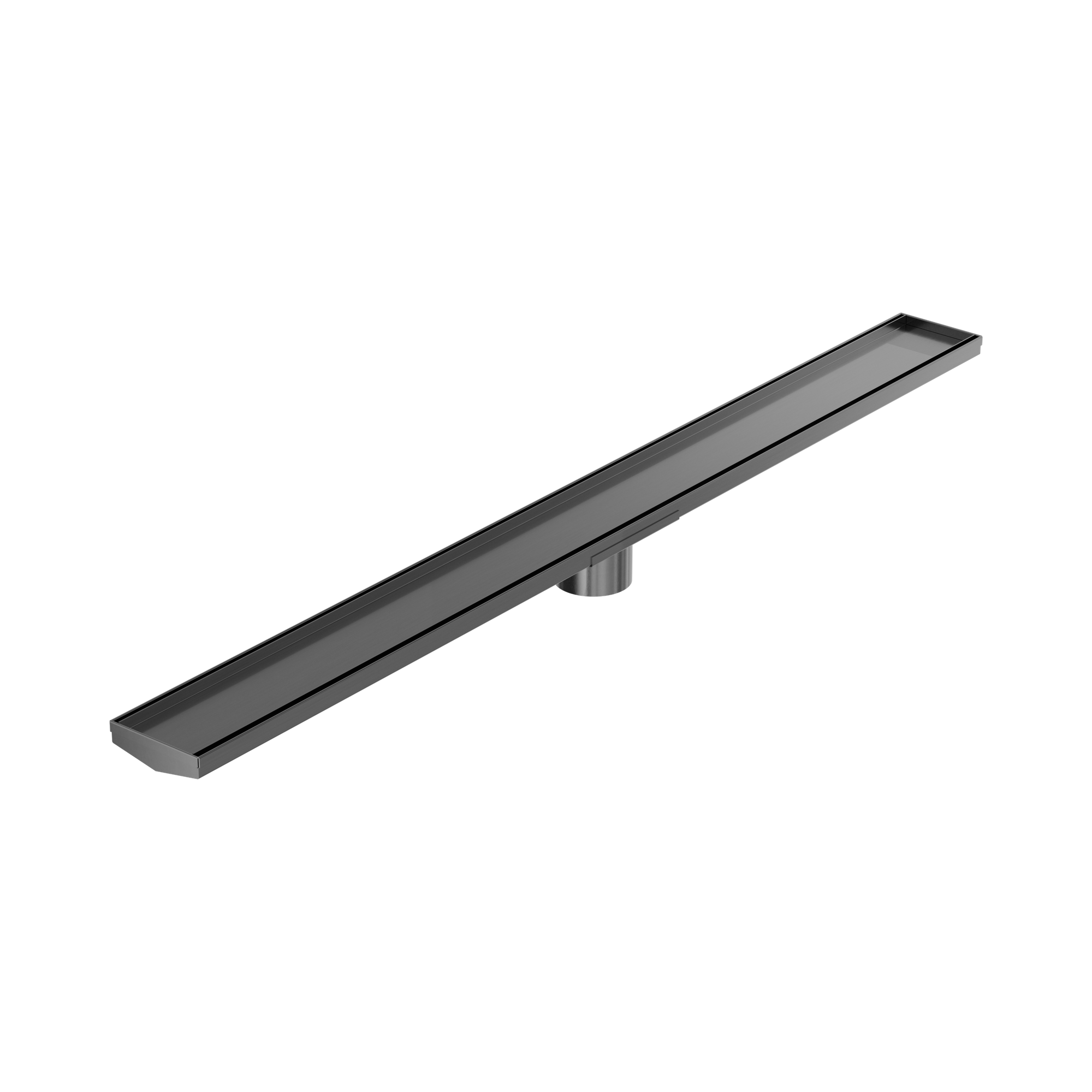 NRFG009 HSGM Tile Insert V Channel 1200mm Floor Grate 80mm Outlet With Hole Saw Gun Metal image 1